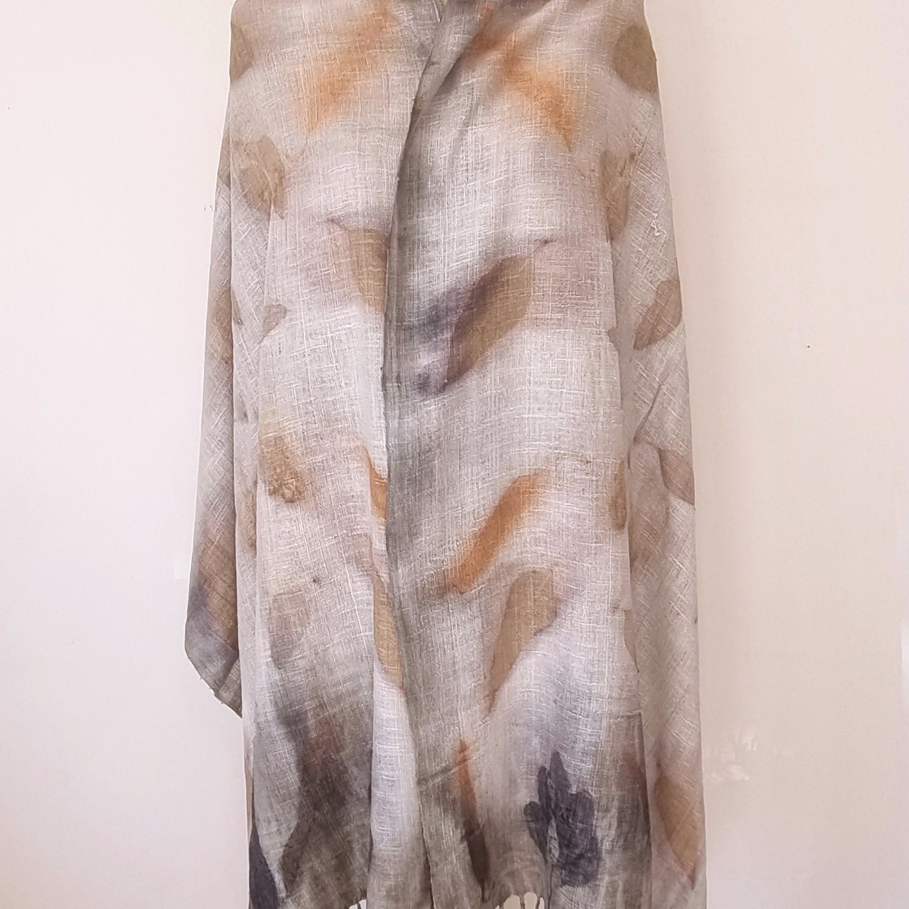 The Shanti - Extra Large Ecoprint Shawl - 100% Handloomed Eri (Peace) Silk