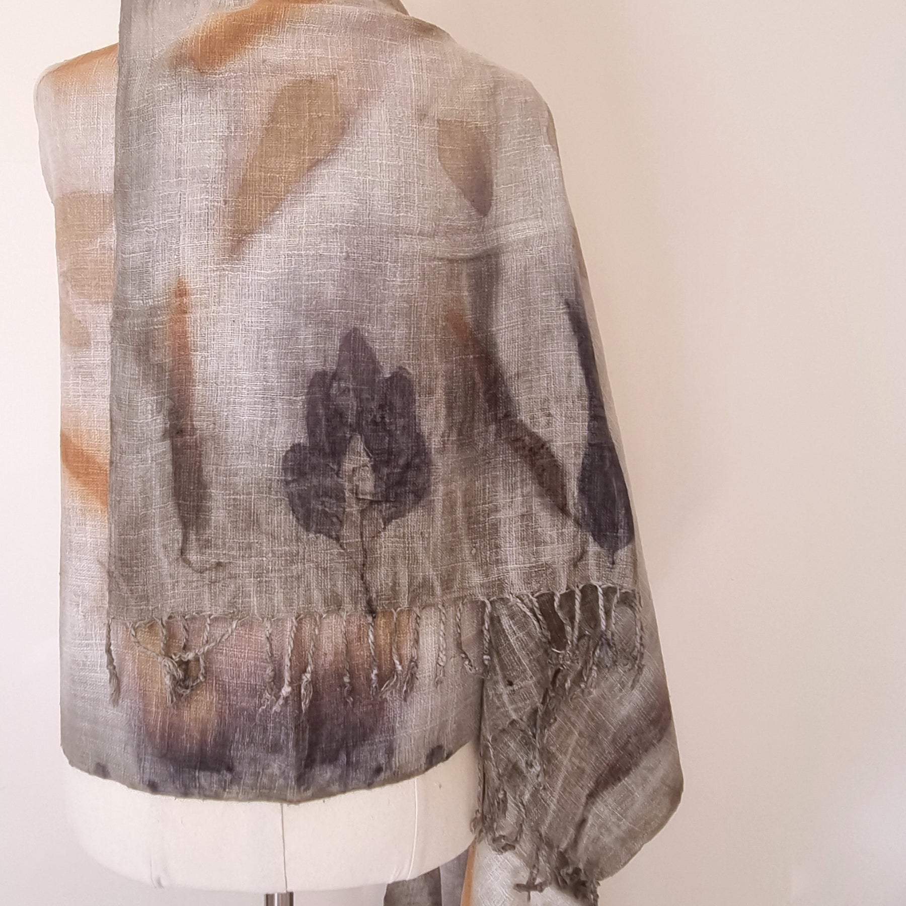 The Shanti - Extra Large Ecoprint Shawl - 100% Handloomed Eri (Peace) Silk