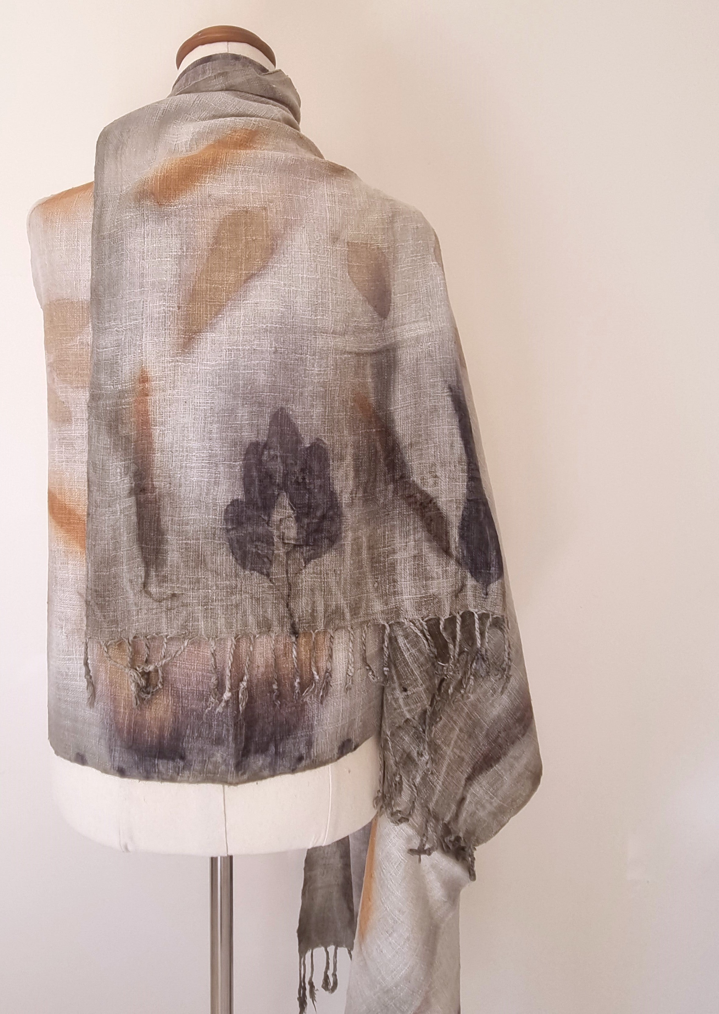 The Shanti - Extra Large Ecoprint Shawl - 100% Handloomed Eri (Peace) Silk