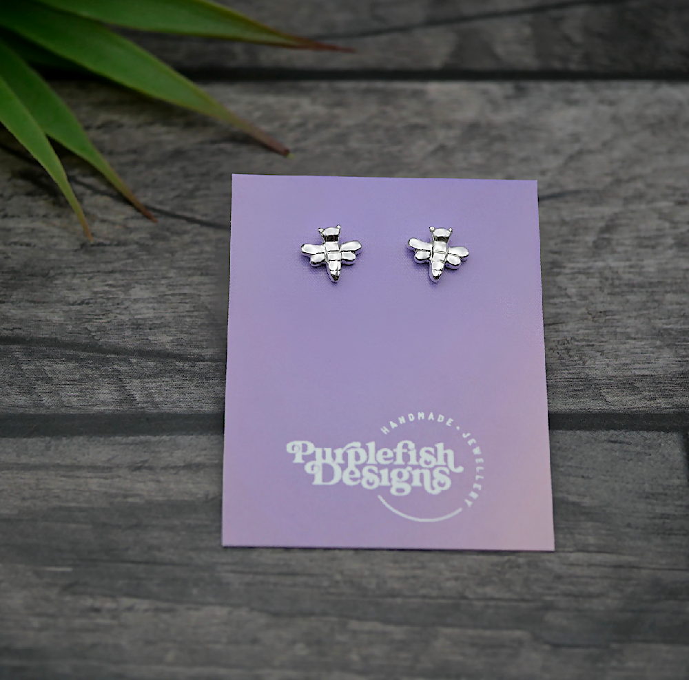 Bee Studs - Handmade Sterling Silver Bumblebee Earrings