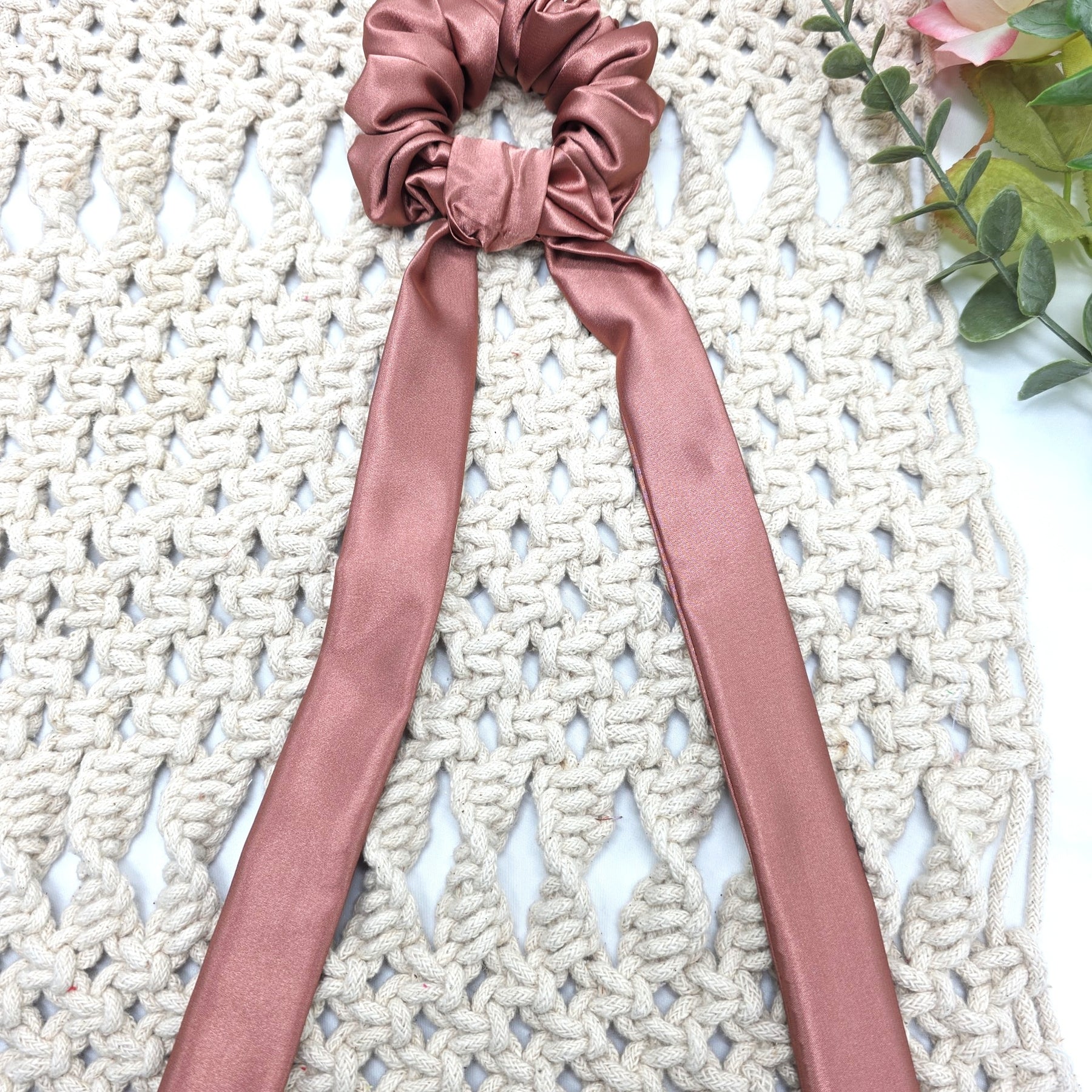 Satin Scrunchie Bow, Handmade Hair Ties, Ponytail Bands,