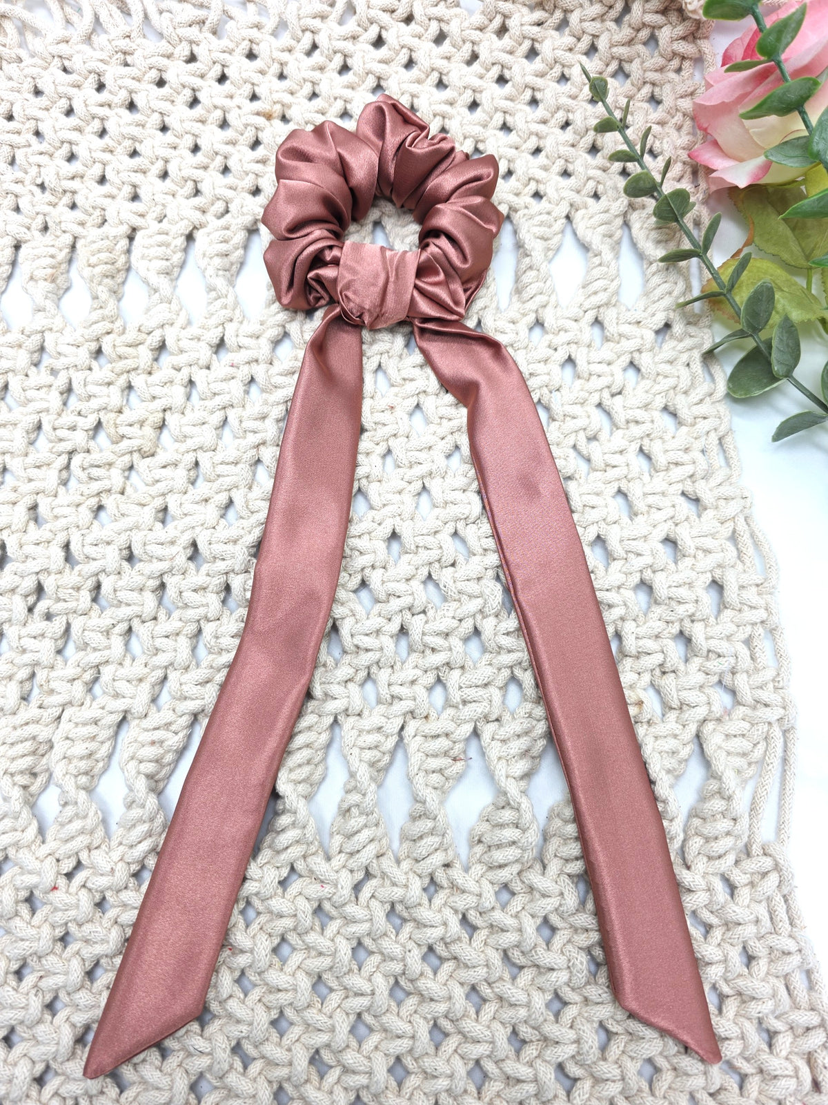 Satin Scrunchie Bow, Handmade Hair Ties, Ponytail Bands,