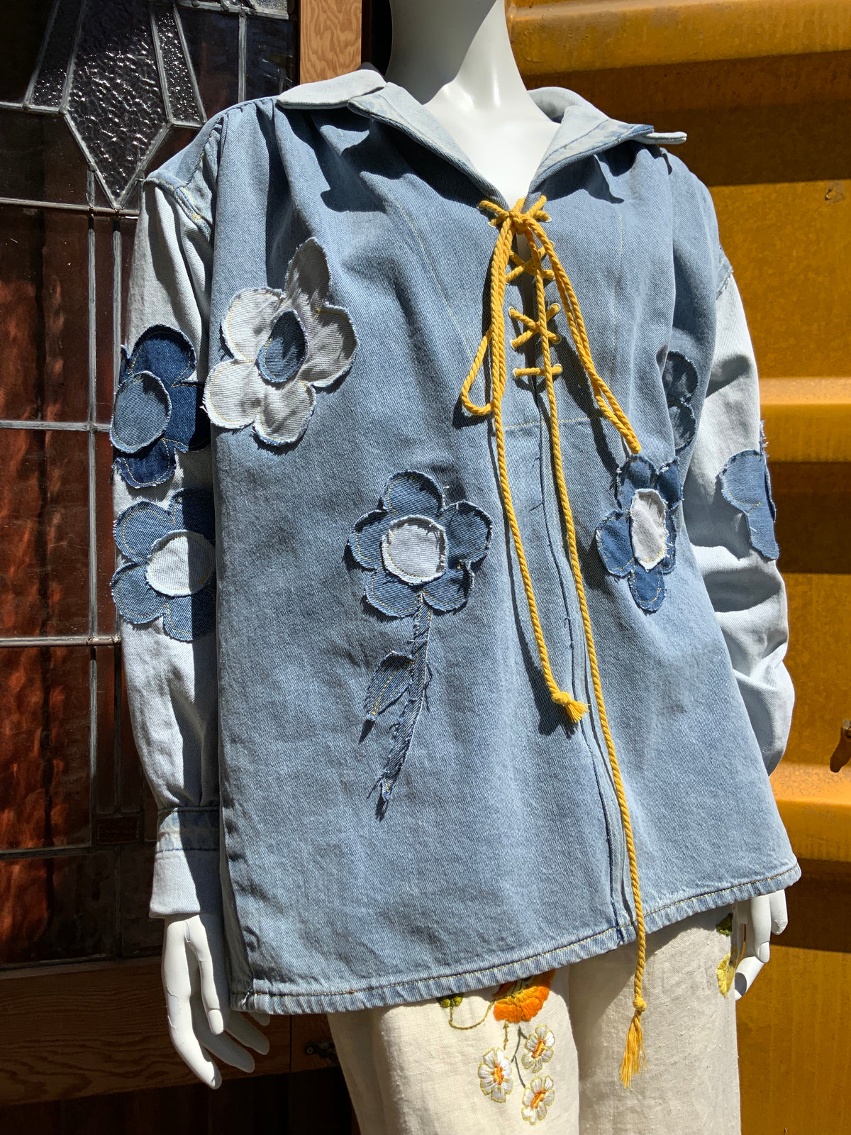 "Daisy Dreaming" Upcycled Denim Blouse