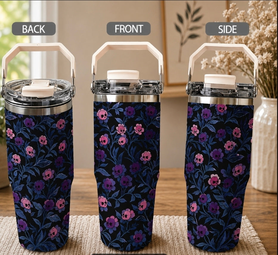 🥤 NEW 30oz Premium Hot Or Cold Tumblers with Carry Handle 🥤 & Free Cleaning Brush