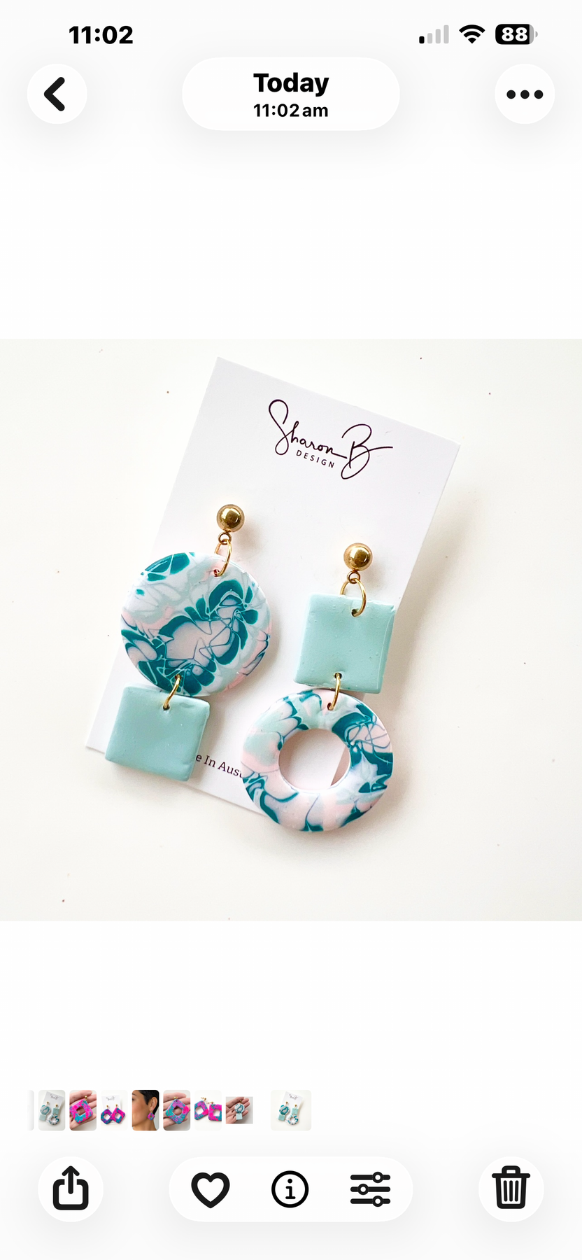 Earrings~Polymer Clay Mokume Gane Dangles ~Resin Finish
