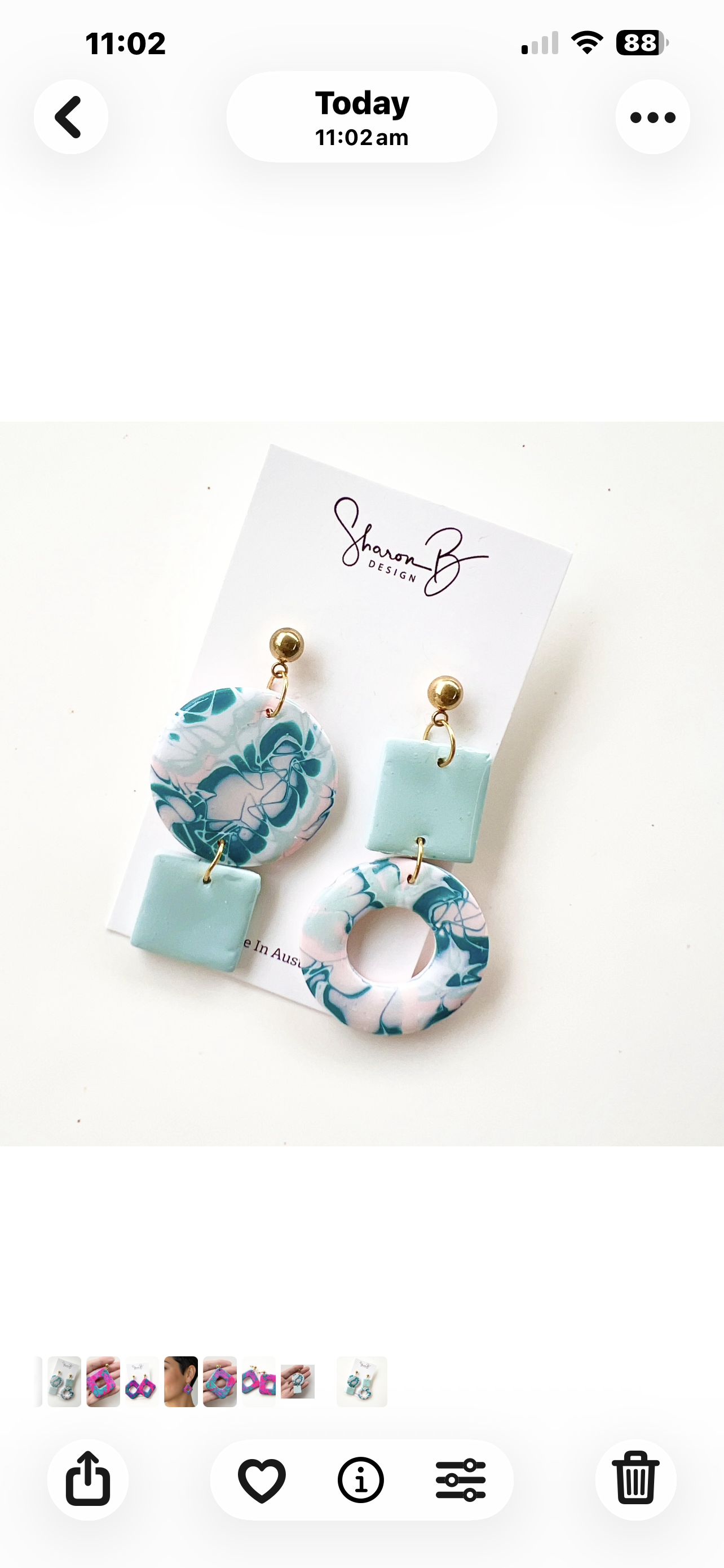 Earrings~Polymer Clay Mokume Gane Dangles ~Resin Finish