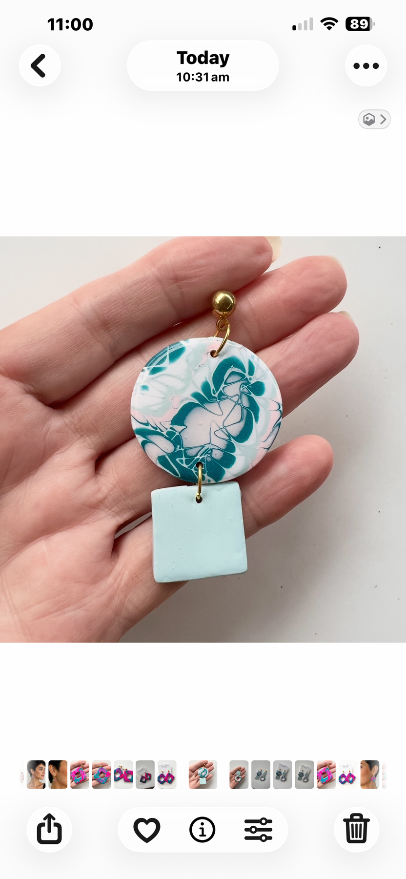 Earrings~Polymer Clay Mokume Gane Dangles ~Resin Finish