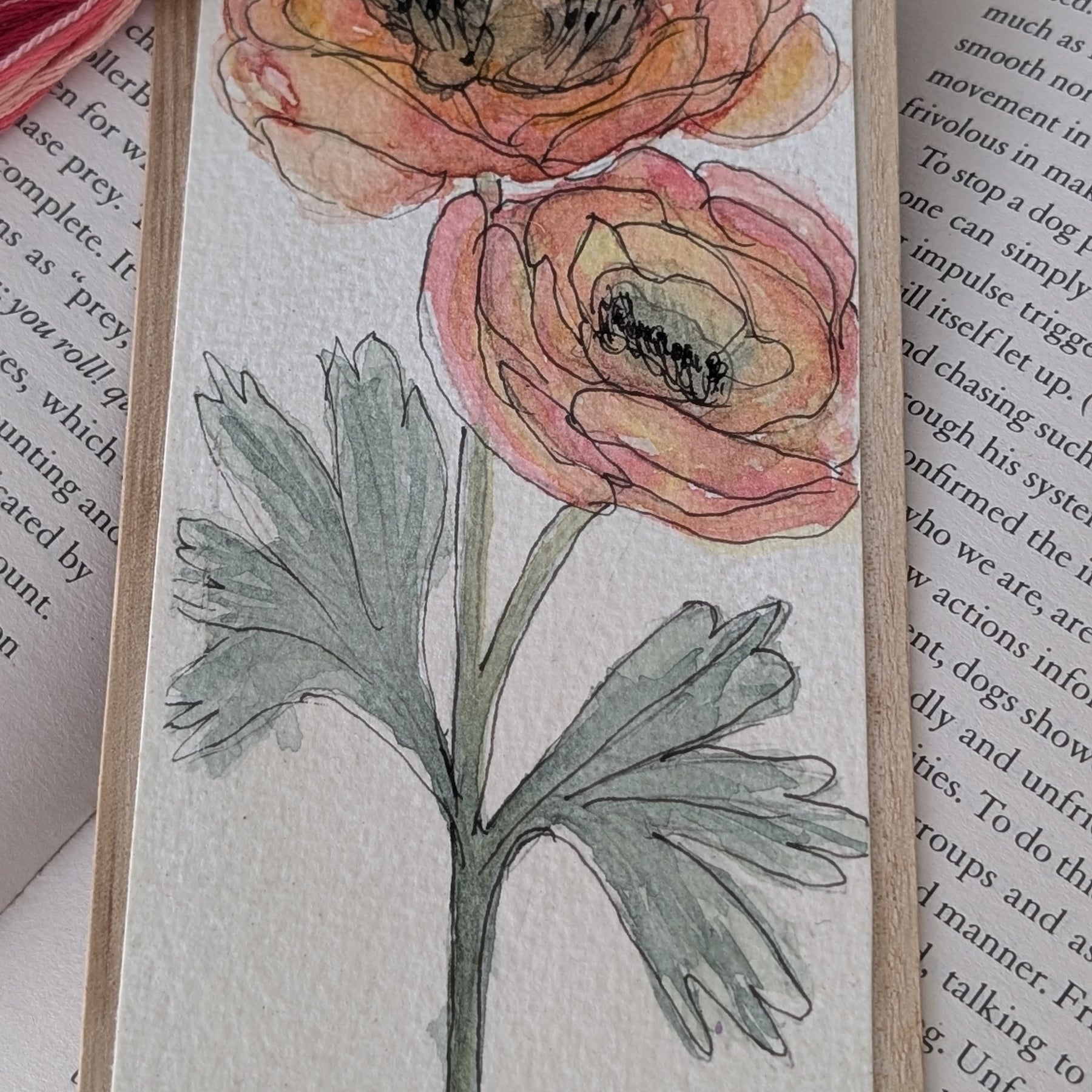 Handmade Botanical Watercolour Bookmark – Gift for Readers