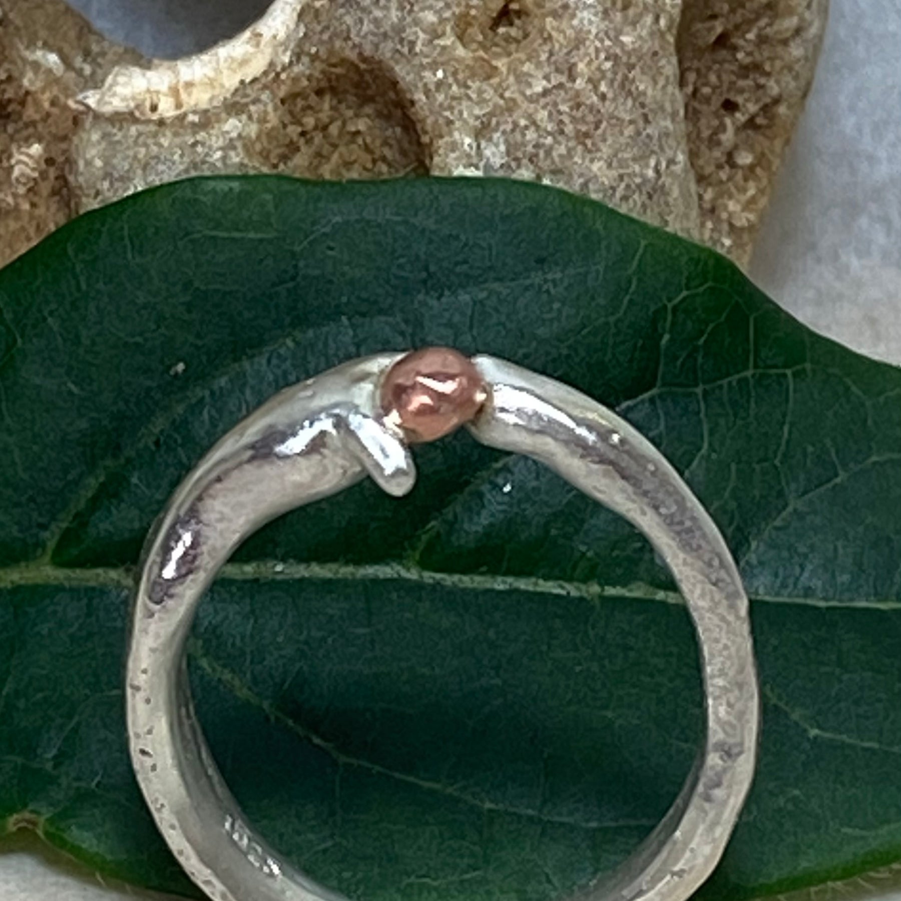 Seed Ring | Sand Cast Sterling Silver with Copper