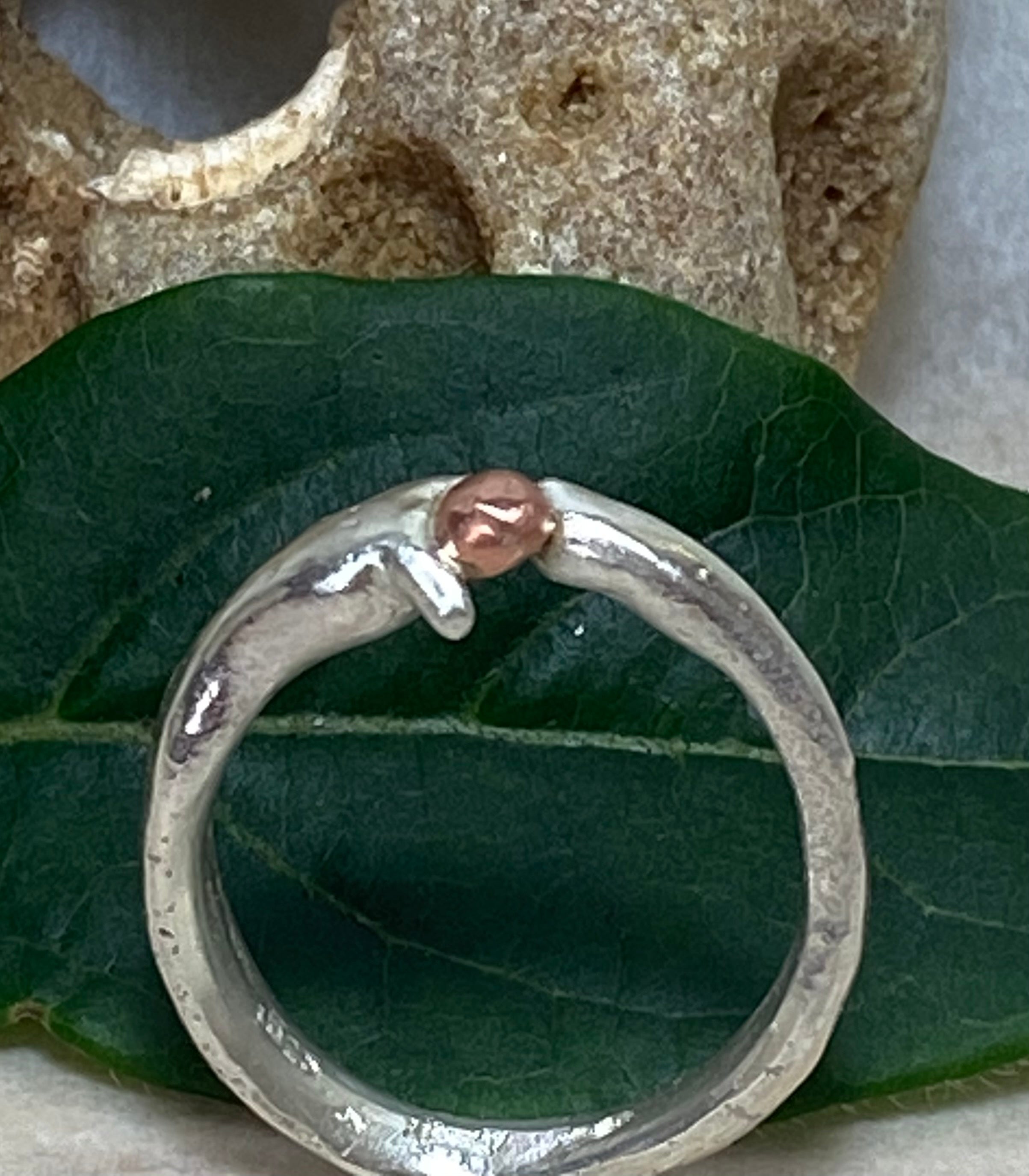 Seed Ring | Sand Cast Sterling Silver with Copper