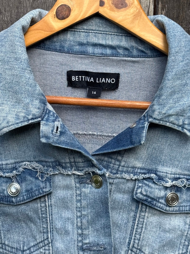 Black Cockatoo Hand-painted Denim Recycled Jacket Bettina (W14)