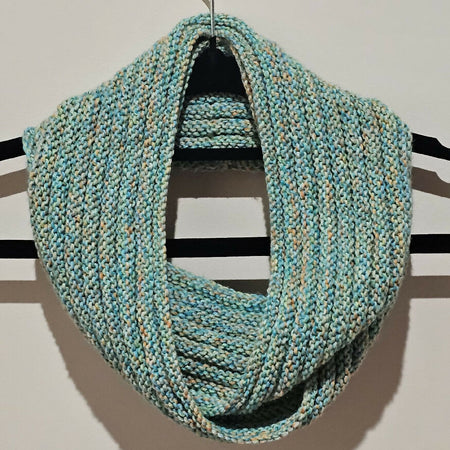 Hand knit infinity scarf, soft acrylic