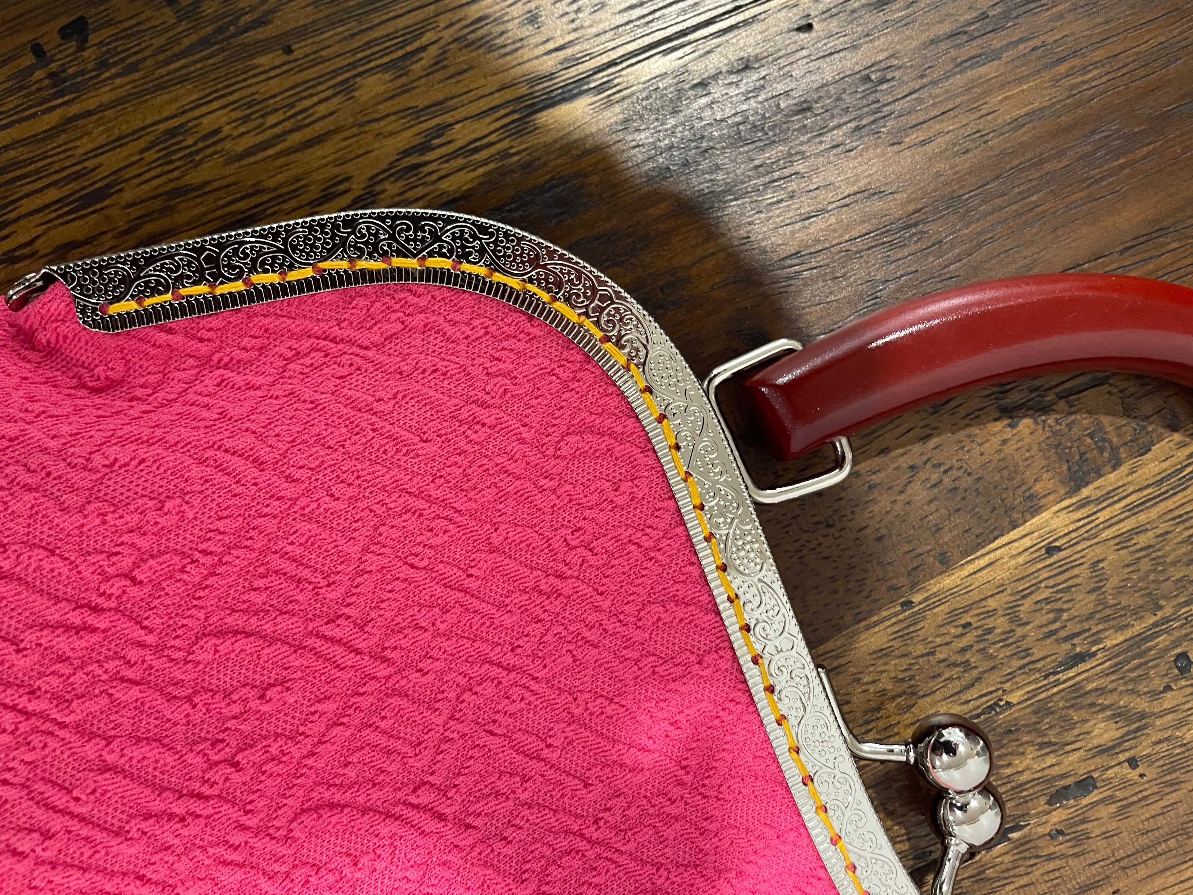 Pink Crimplene 1960s Mod Handbag