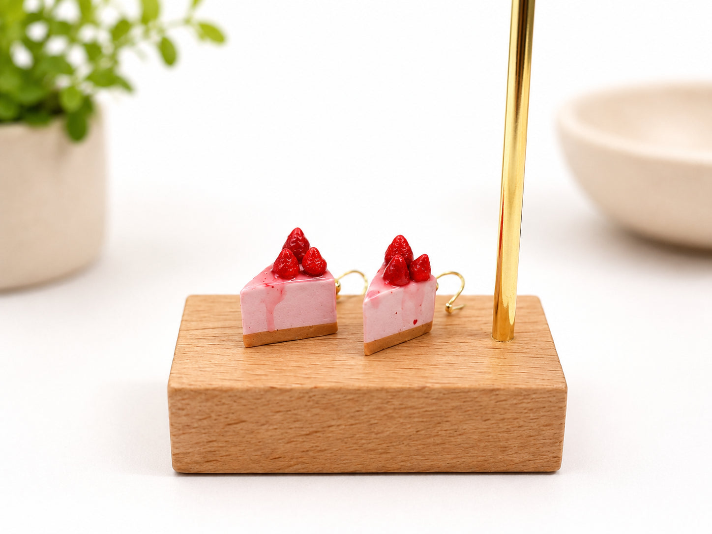 Handcrafted Strawberry Cheesecake Earrings