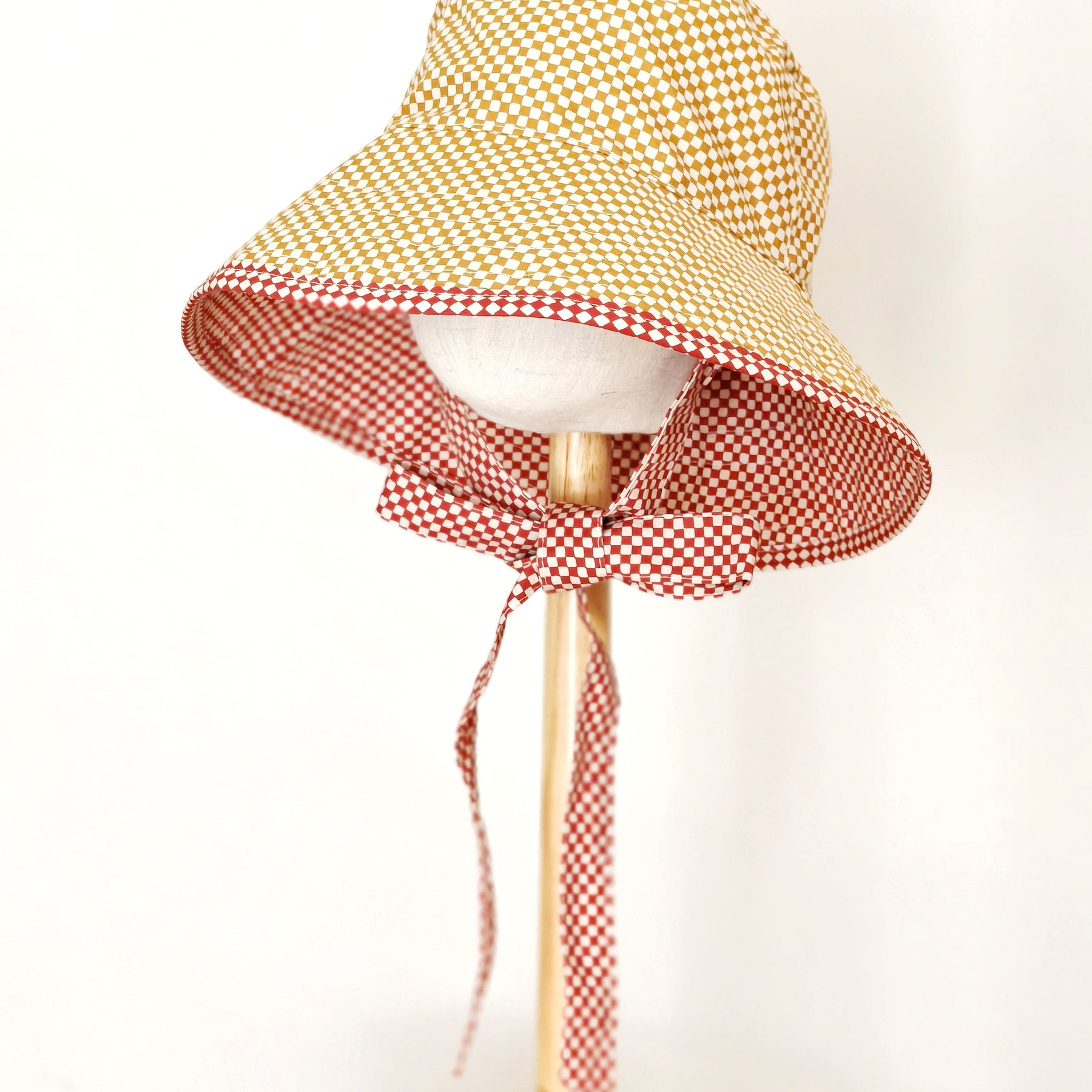 Kids Summer Reversible Sun, Gingham Kids Sun Hat