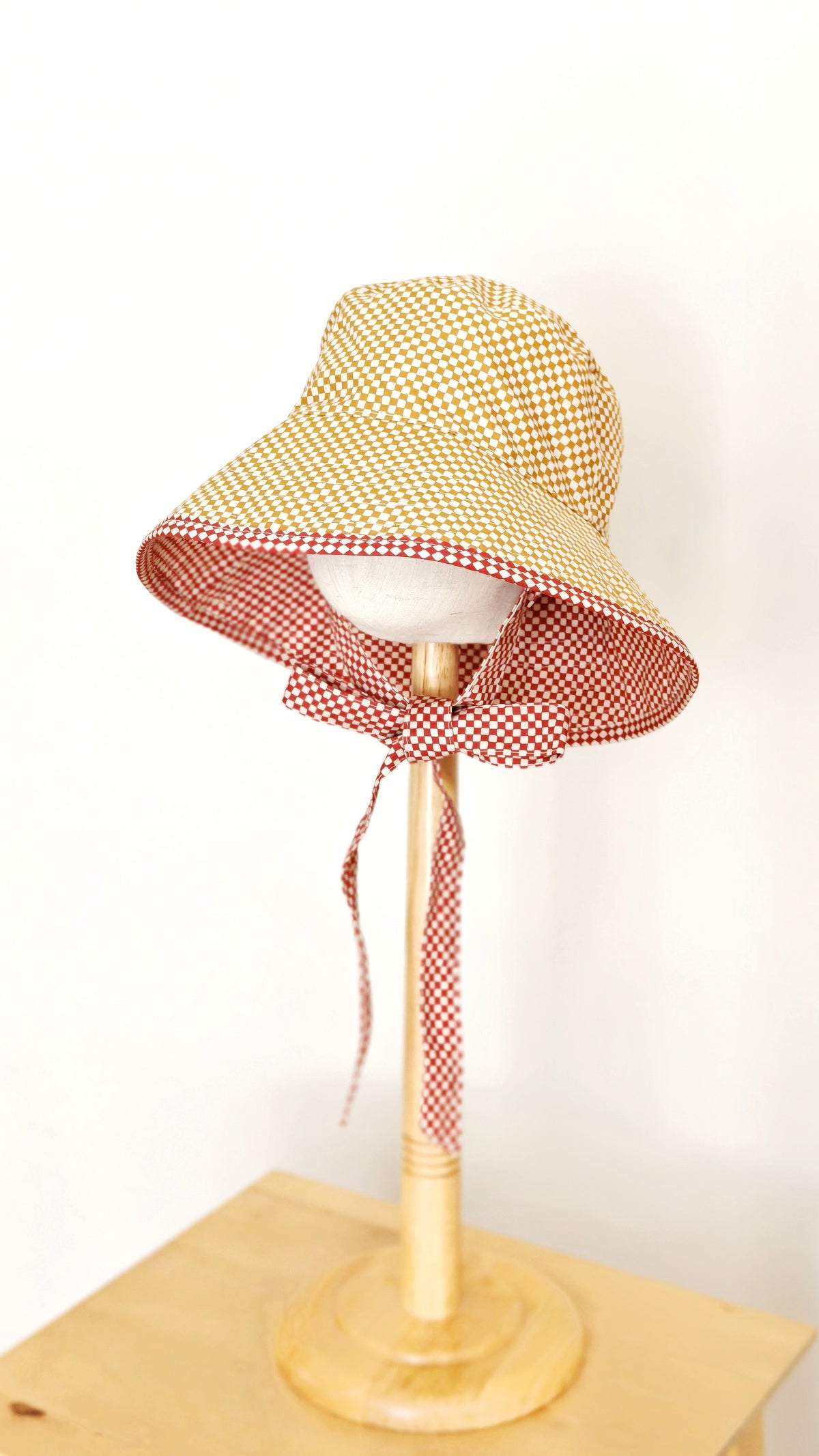 Kids Summer Reversible Sun, Gingham Kids Sun Hat