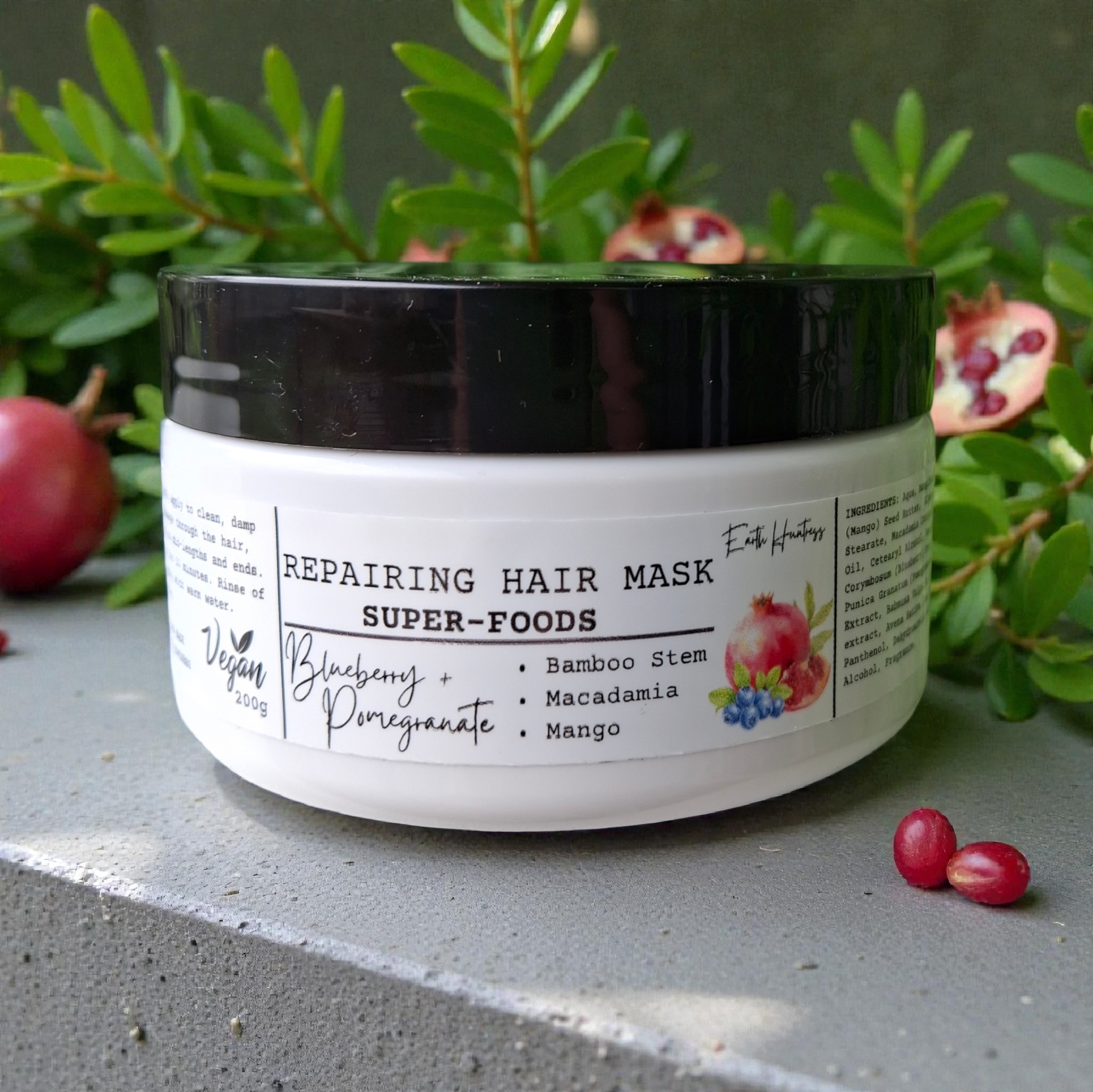 Superfood Hair Repair Mask. Blueberry + Pomegranate with Macadamia oil.