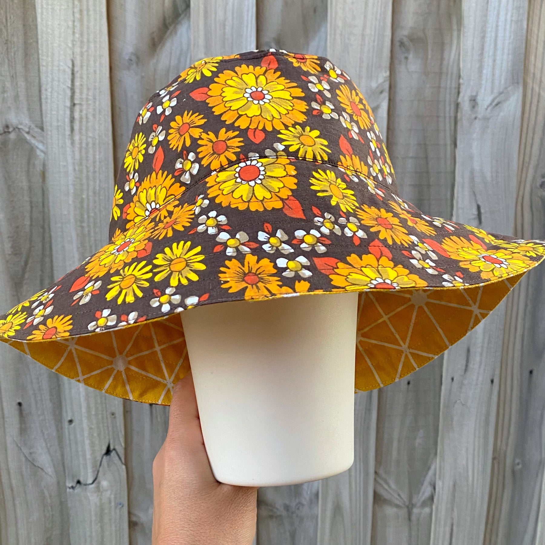 Selection of Reversible Vintage Floral Hat, Adult 55-58cm
