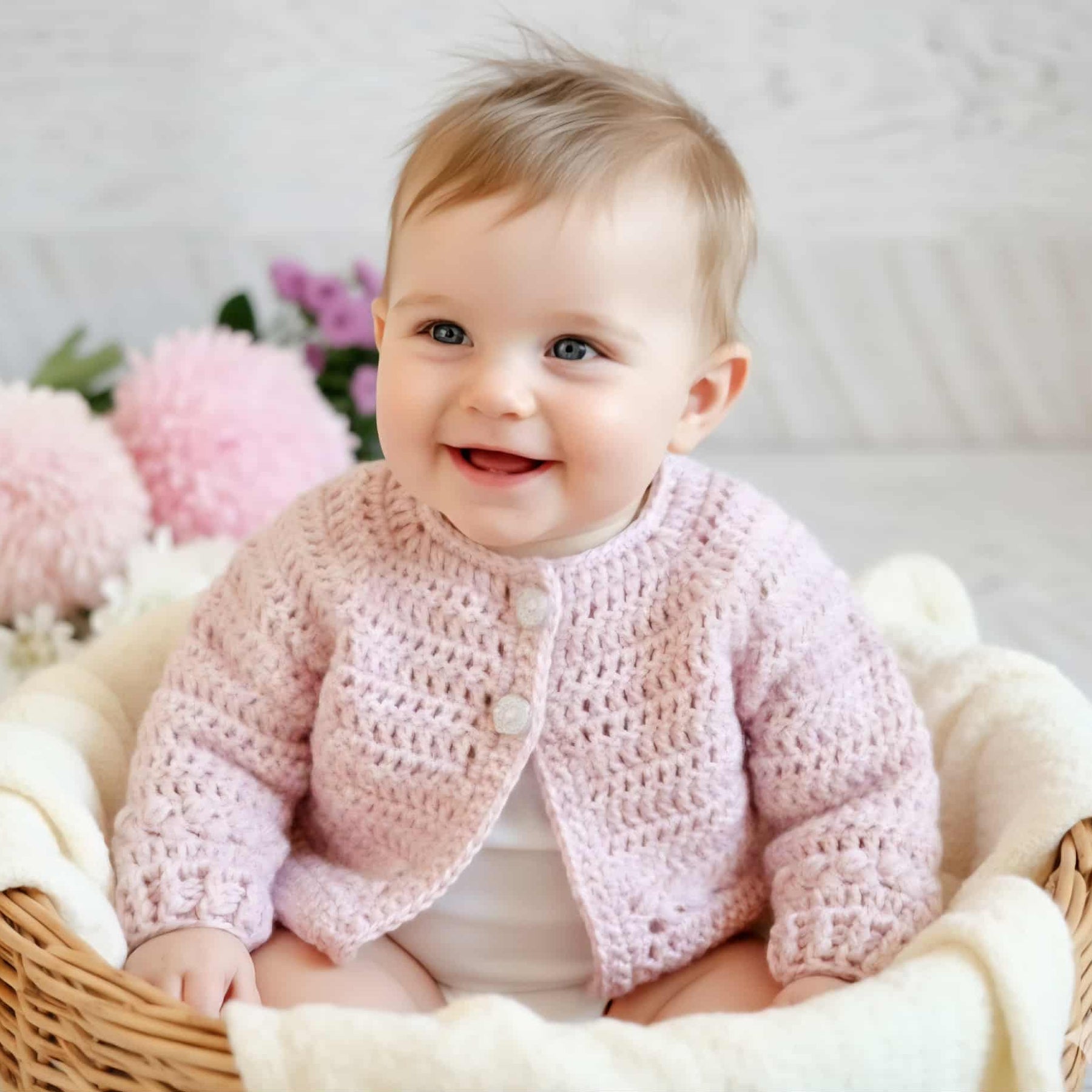 Baby Cardigan | Newborn | Dusty Pink | Handmade | Crocheted Jacket