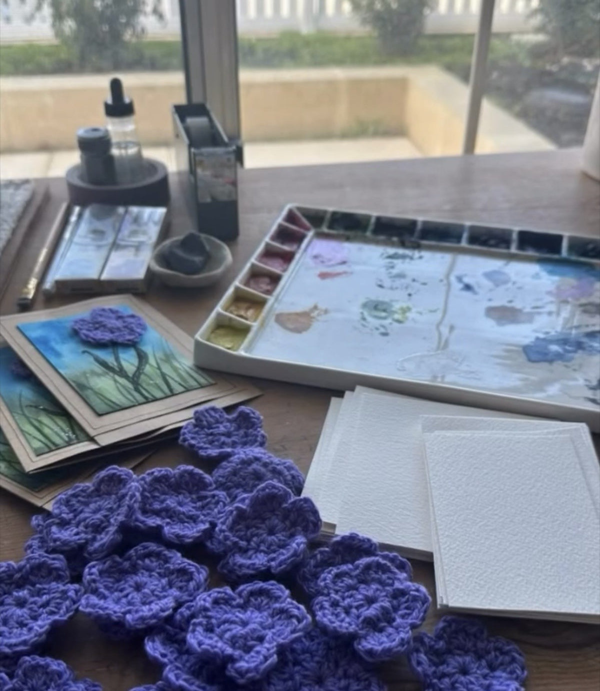 Handpainted Flower Greeting Cards