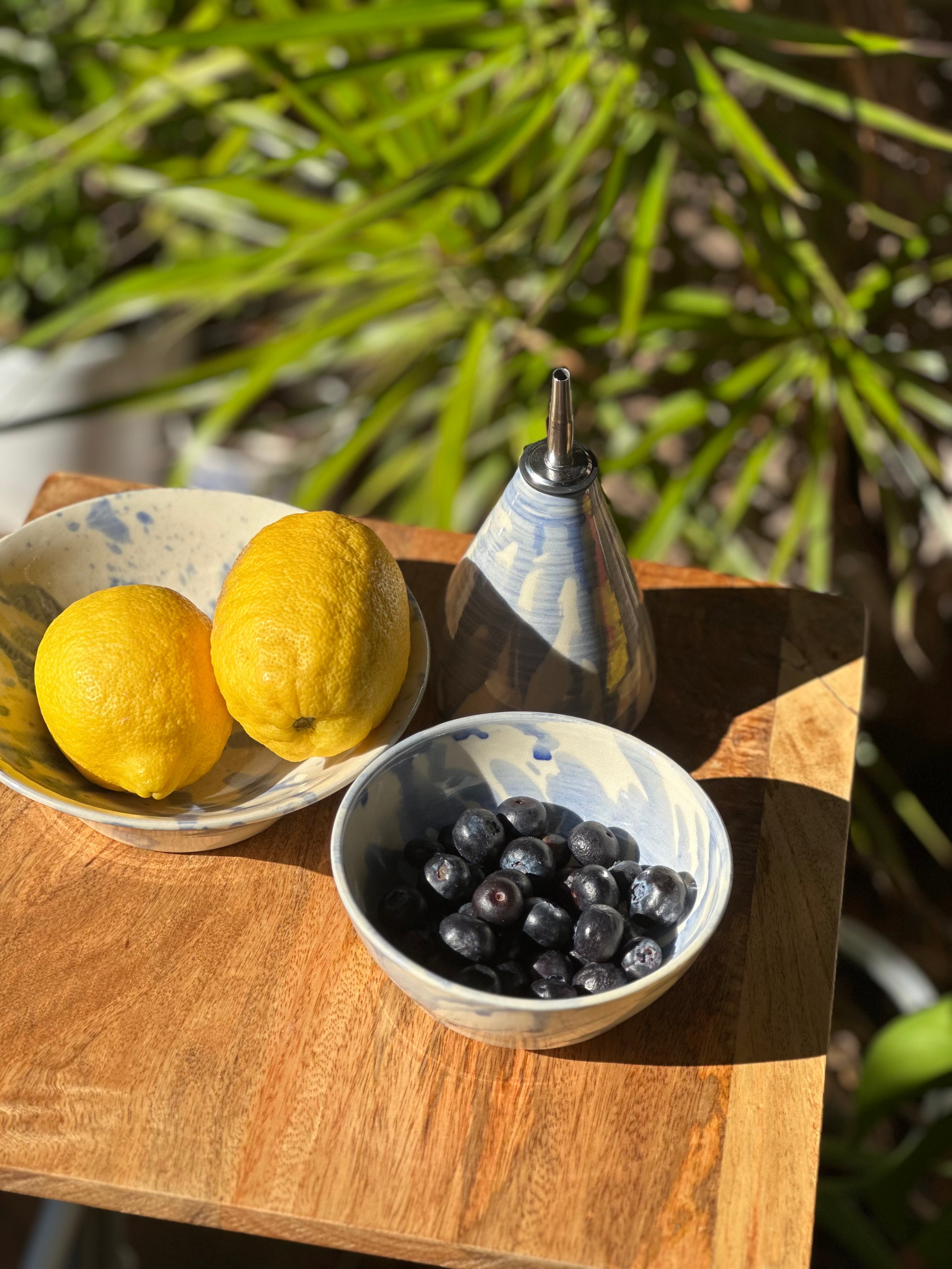 Olive Oil Pourer | Handmade Ceramic Tableware | Blue Splash