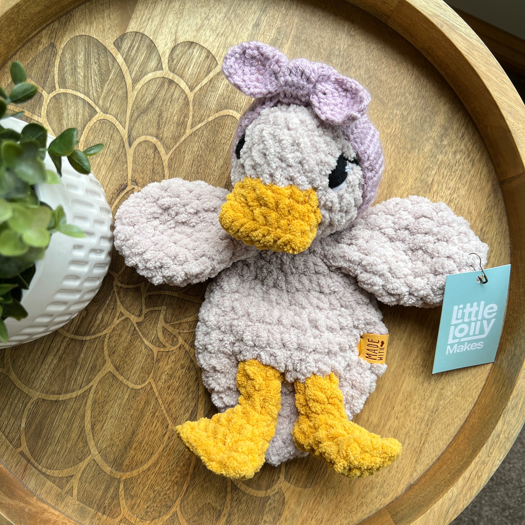 Handmade Modern crochet Della Duck Lovey MADE TO ORDER