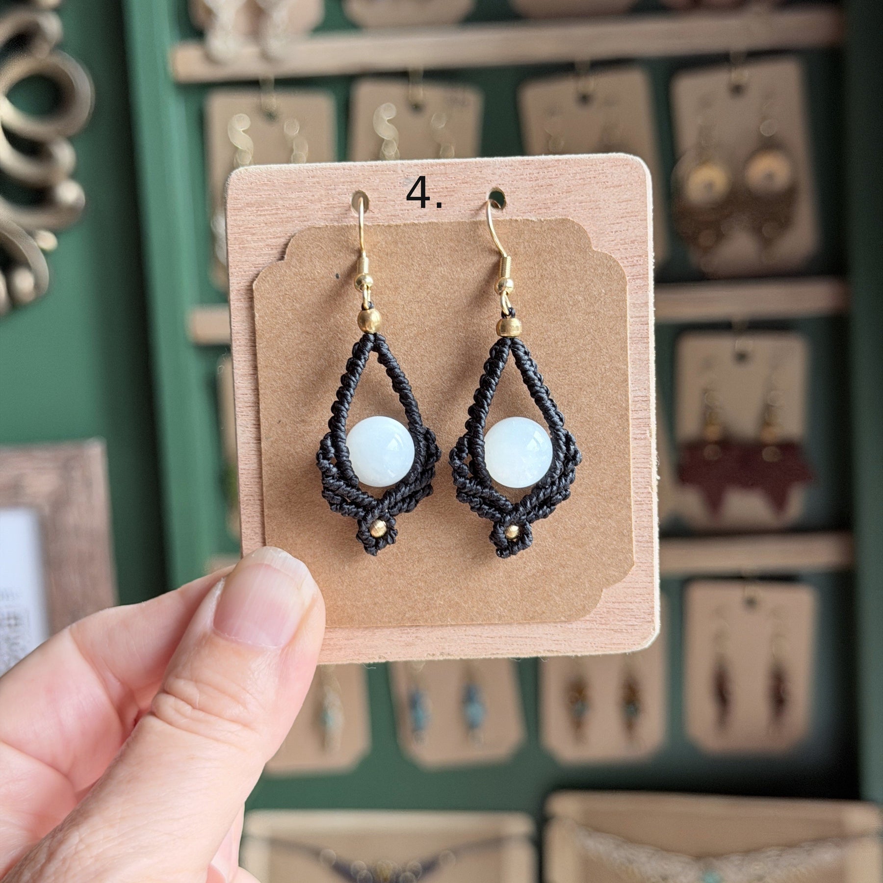 Macrame Bead Drop Earrings: different colour choices
