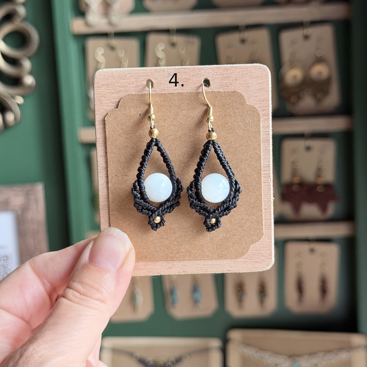 Macrame Bead Drop Earrings: different colour choices