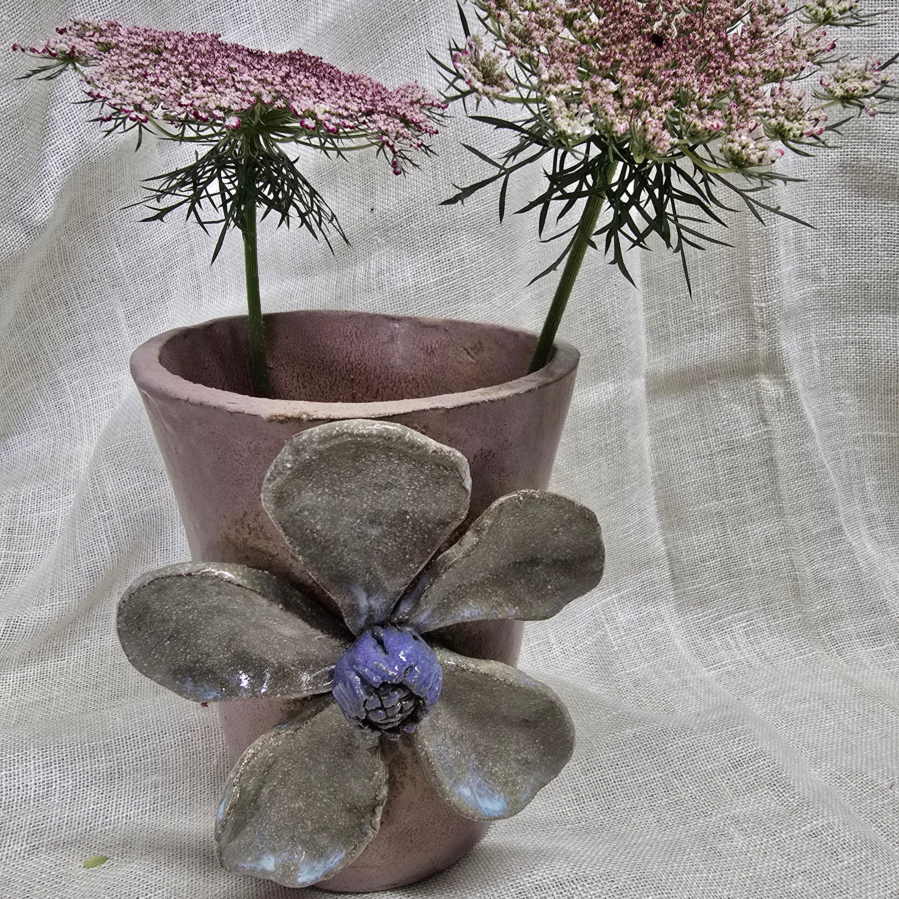 Large vase with big flower