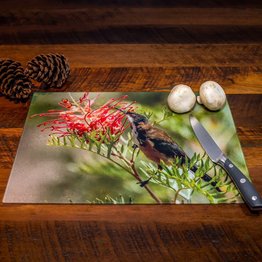 Honeyeater Chopping Board - Tempered Glass