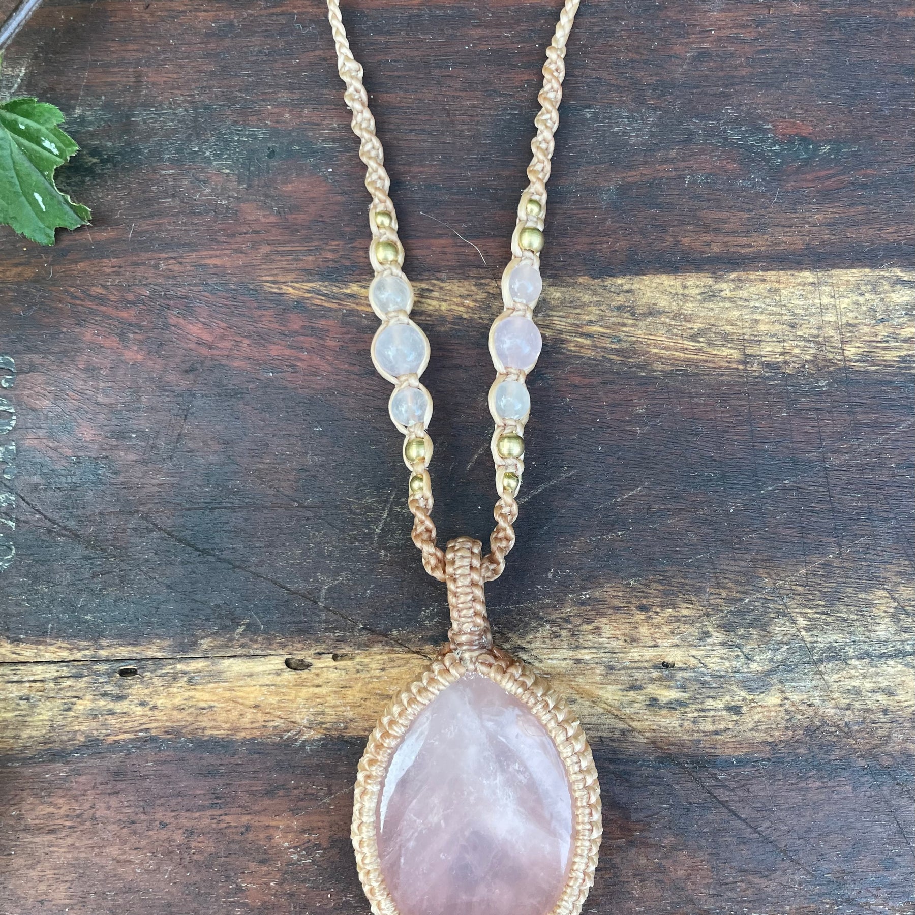 Rose Quartz Macrame Pendant Necklace
