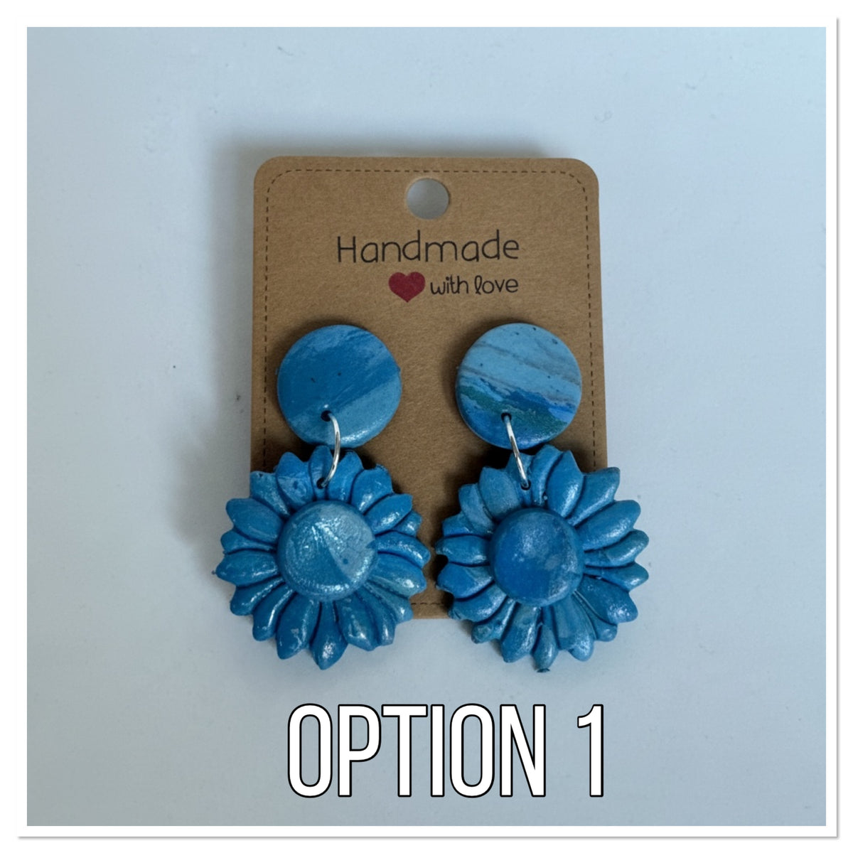 Handmade Blue and Green Marbled Clay Earrings Collection
