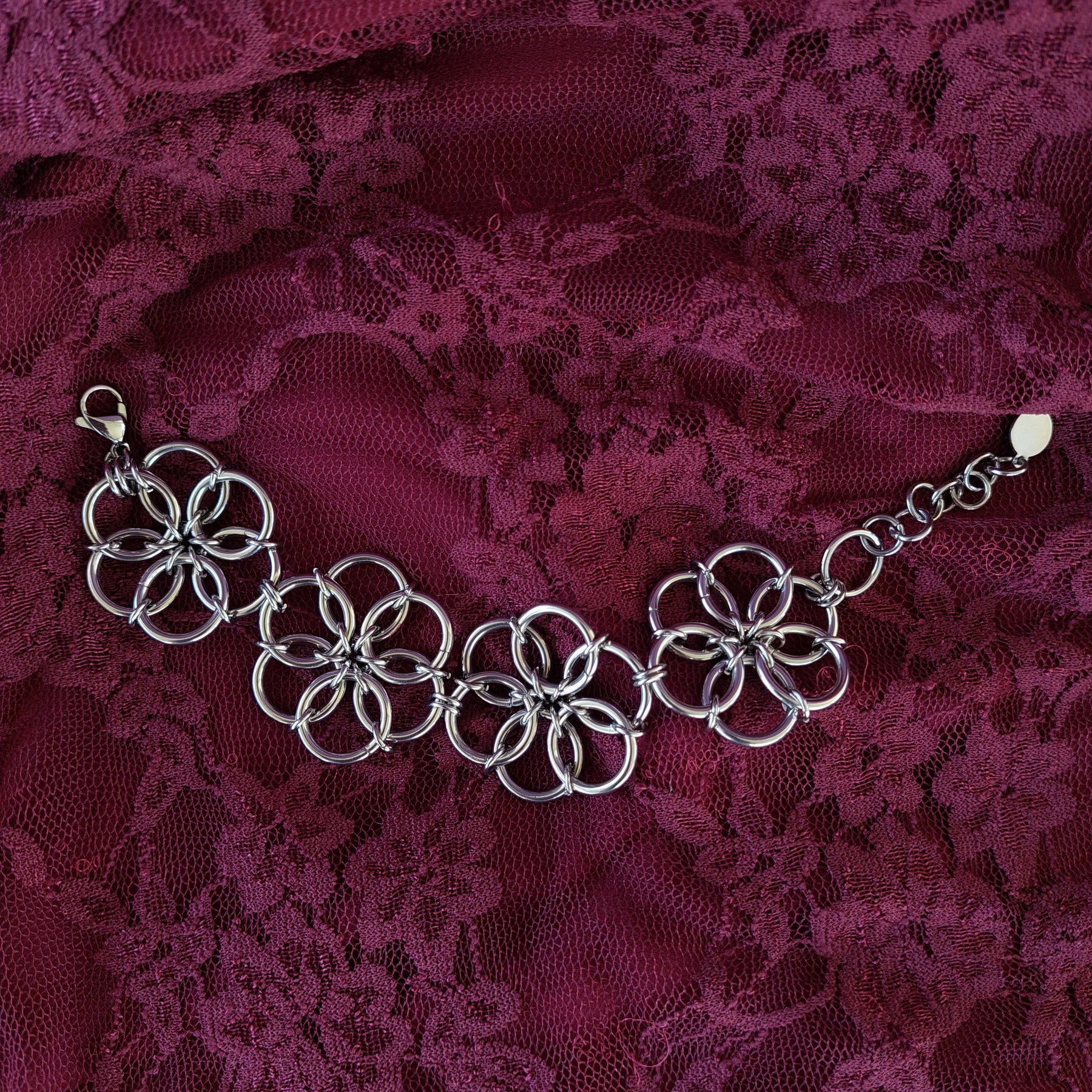 Chainmaille flower bracelet