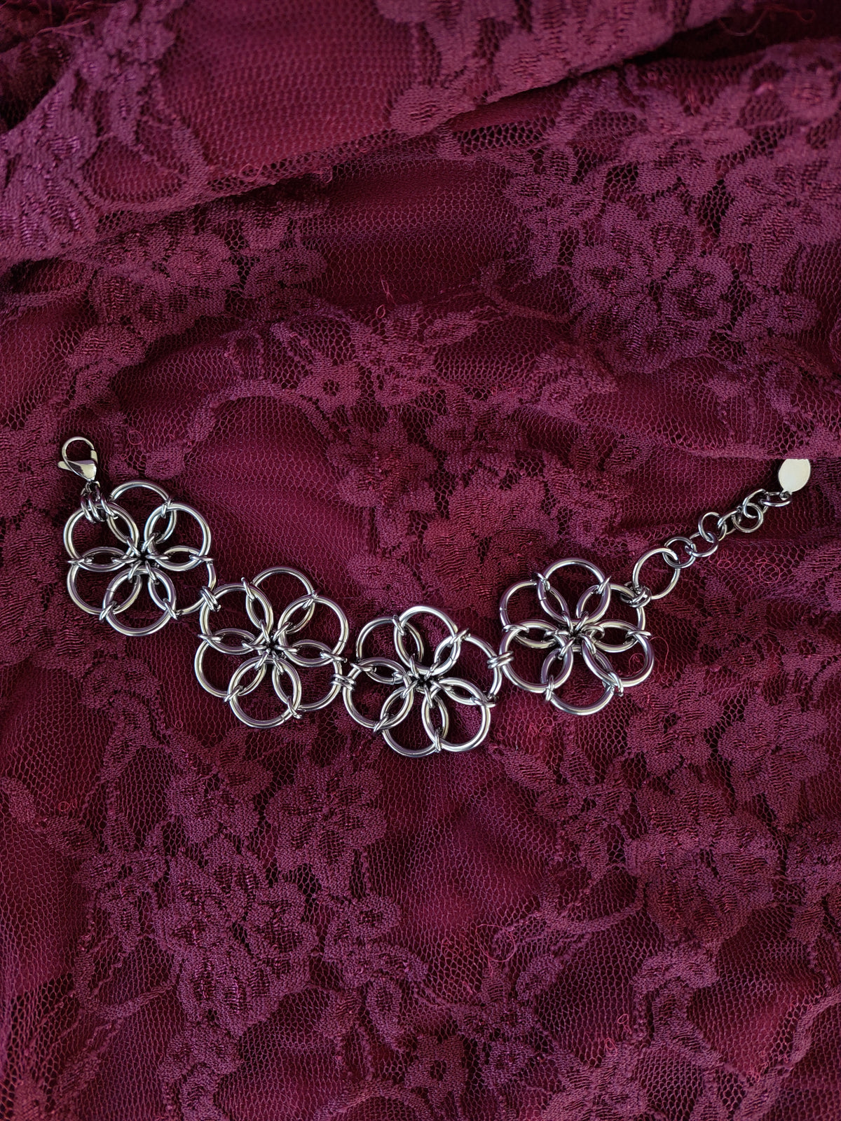 Chainmaille flower bracelet