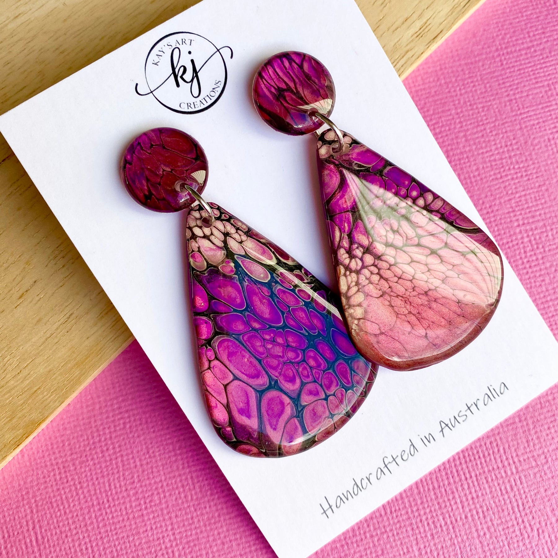 Teardrop Artisan Stud Dangle Earrings