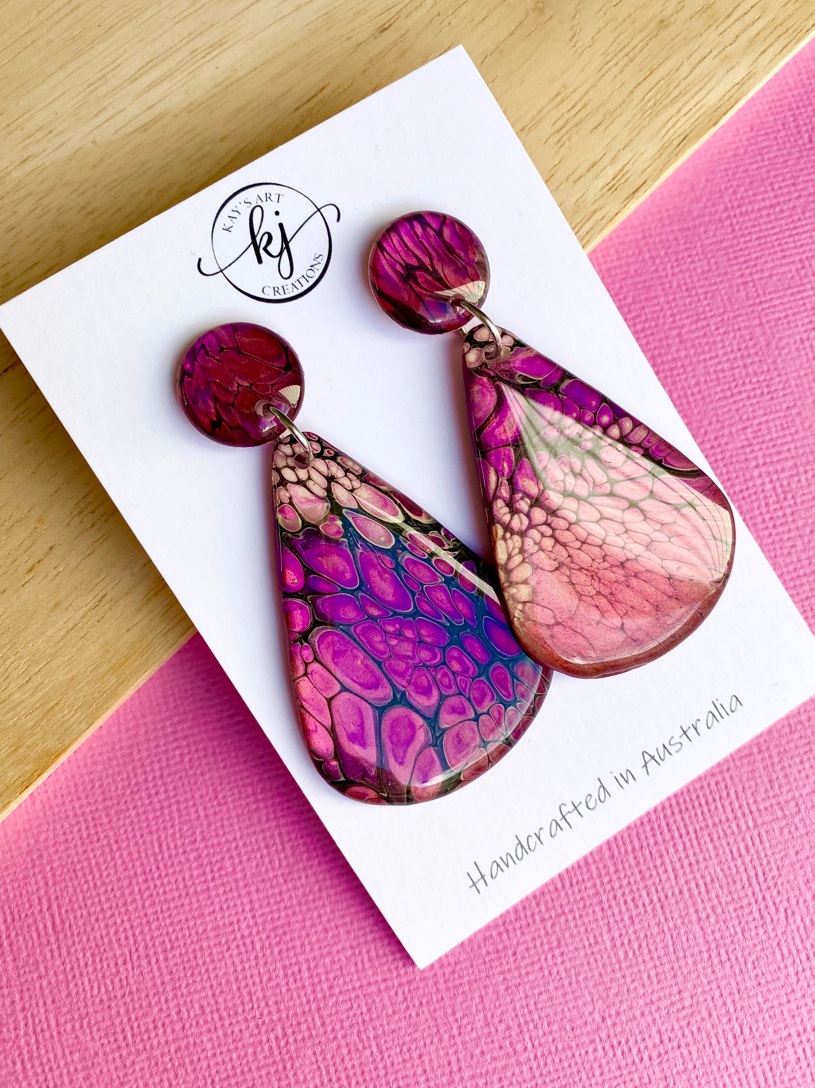 Teardrop Artisan Stud Dangle Earrings