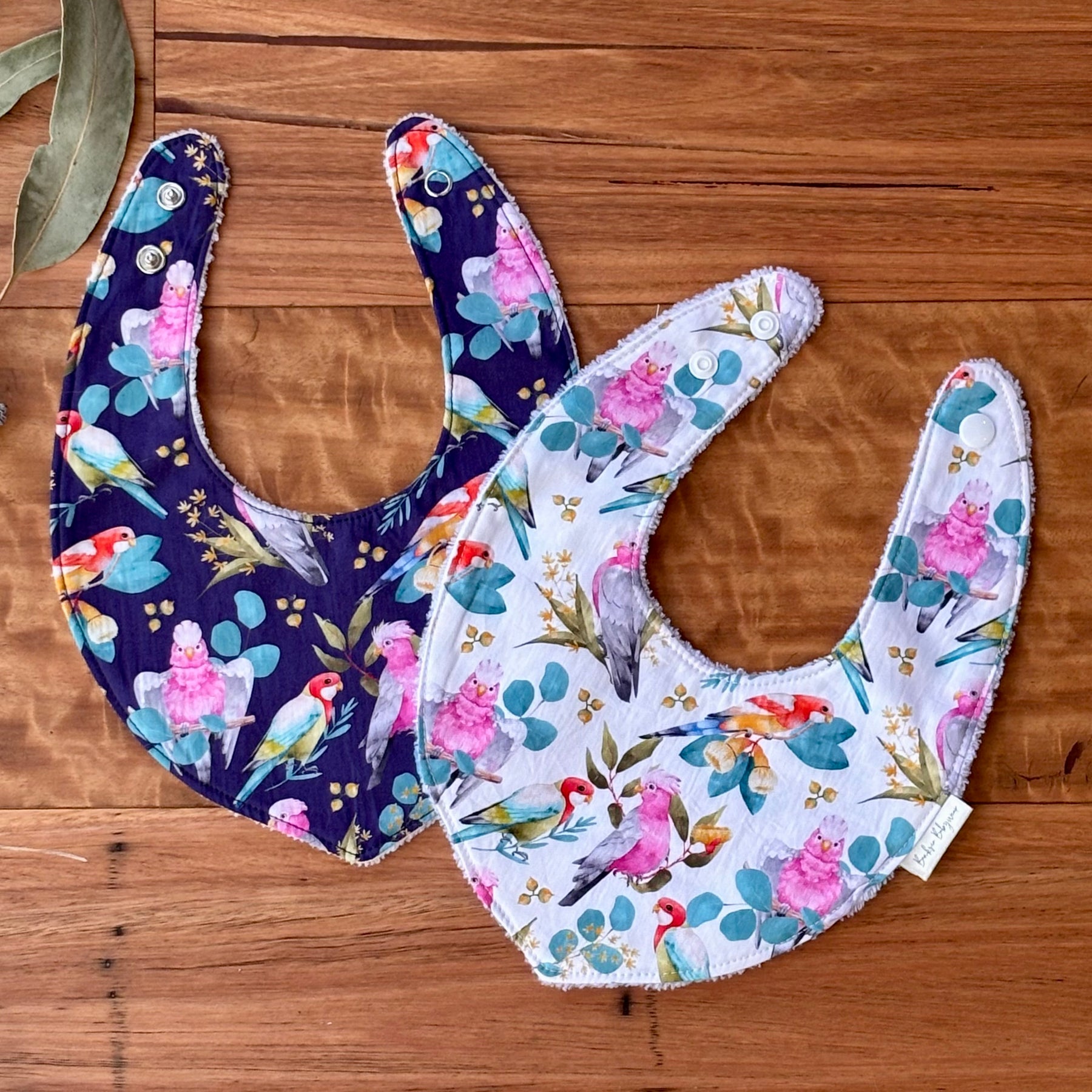 Australiana Baby Bib Set | Rosellas and Galahs | Ready to Ship