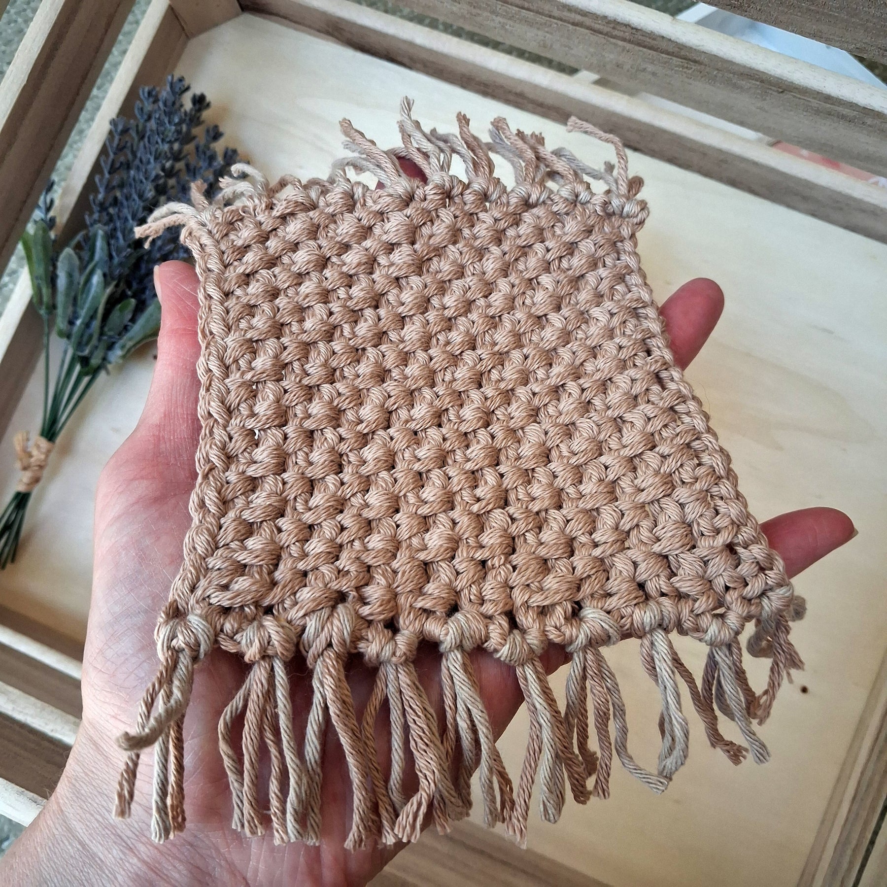 Handmade Crochet Mug Rugs Set of 2 - Cotton