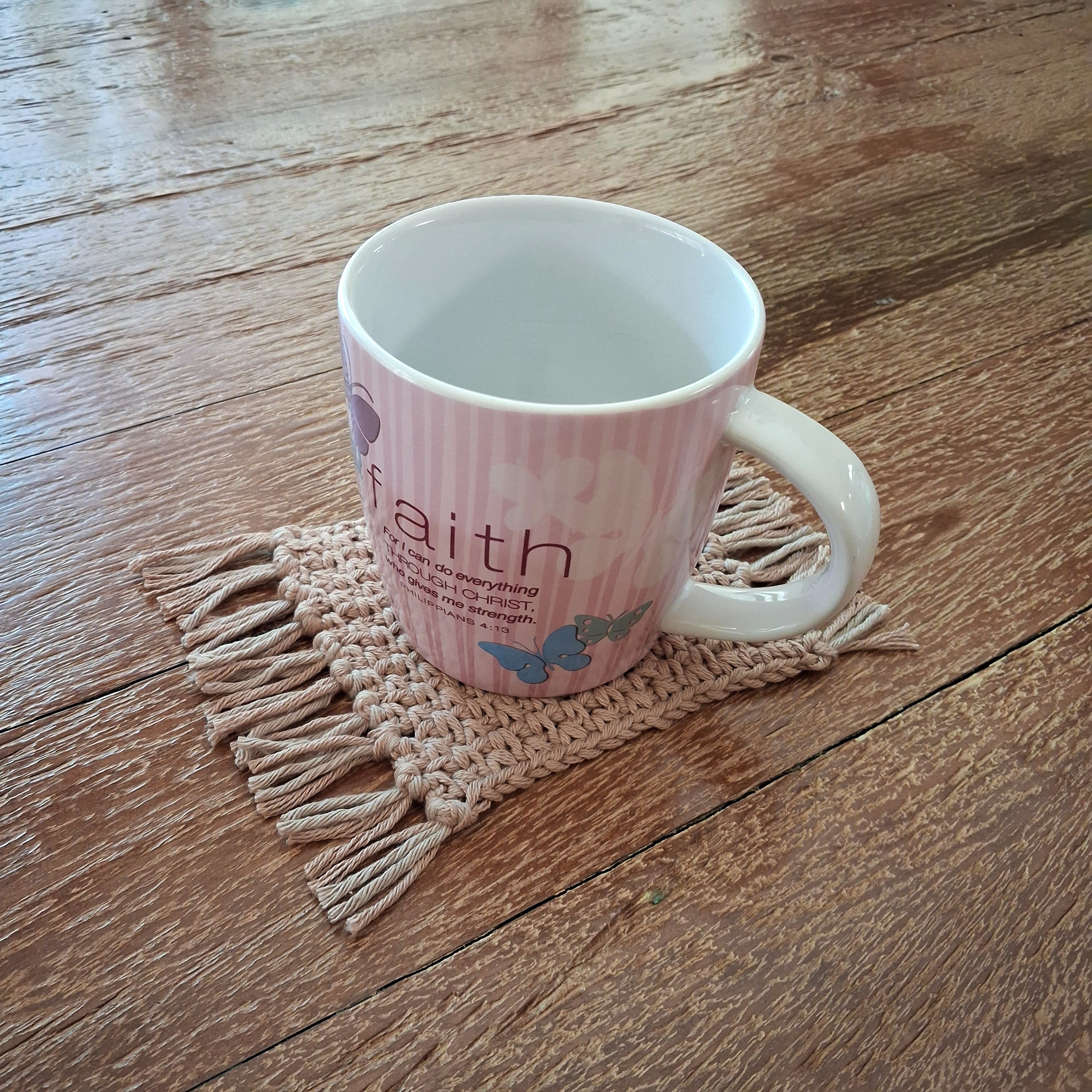 Handmade Crochet Mug Rugs Set of 2 - Cotton