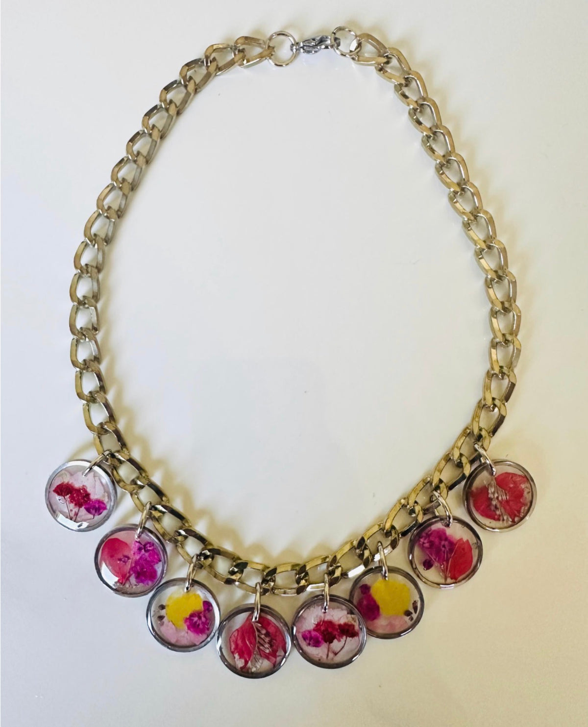Floral resin statement necklace