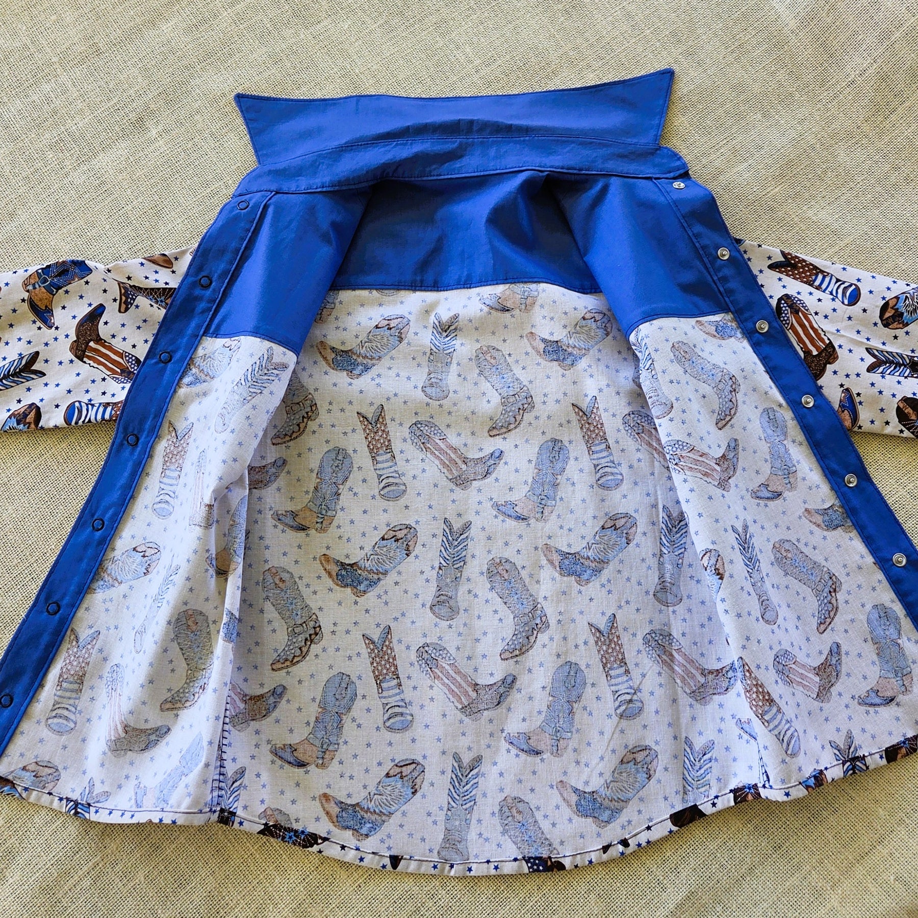 "Boots On" Western-Themed Button‑Up Shirt (Size 7 Years)
