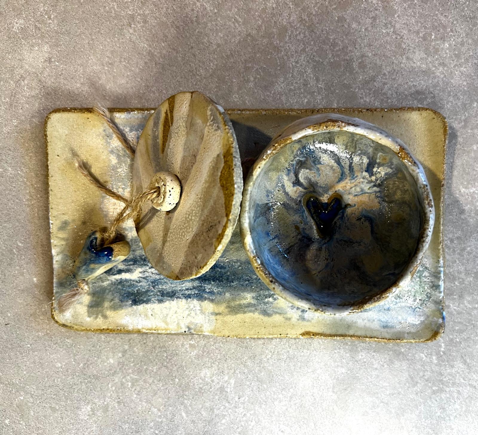Handmade Ceramic Jewellery Bowl and Tray | lidded trinket dish