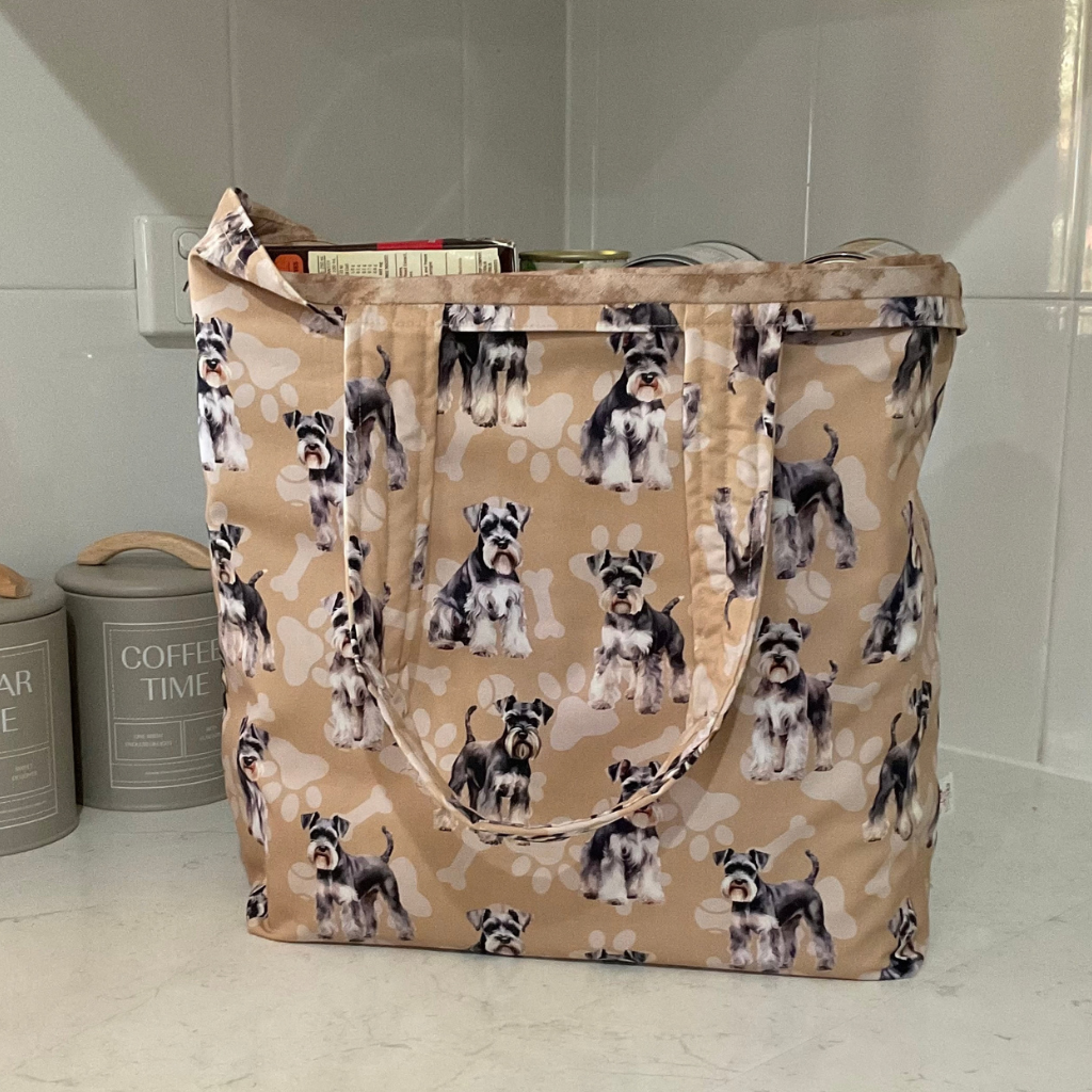 Grocery Tote ... Schnauzer ... Lined with storage bag