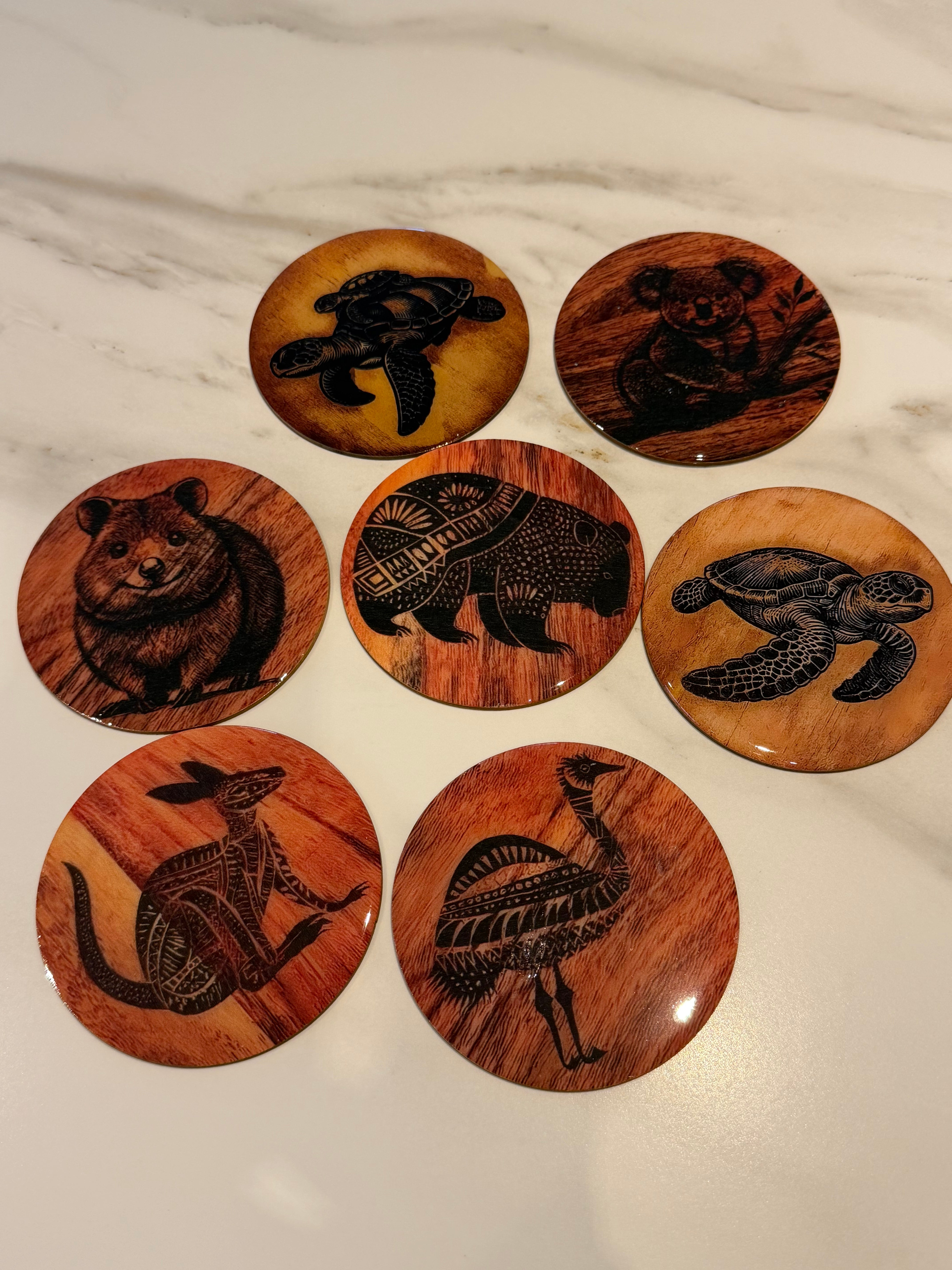 Coasters | Native coasters | wooden coasters | gift ideas | coffee table decor
