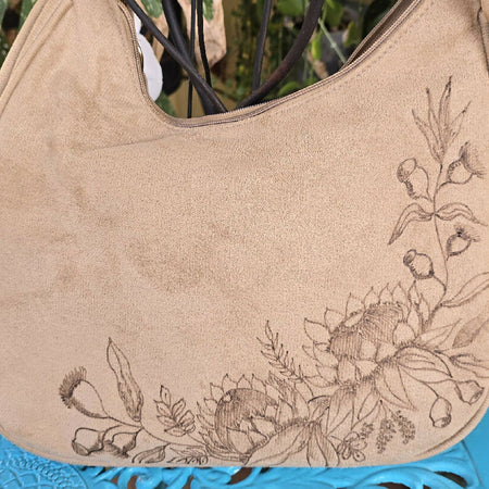 Gumnut and wildflower pyrgography handbag