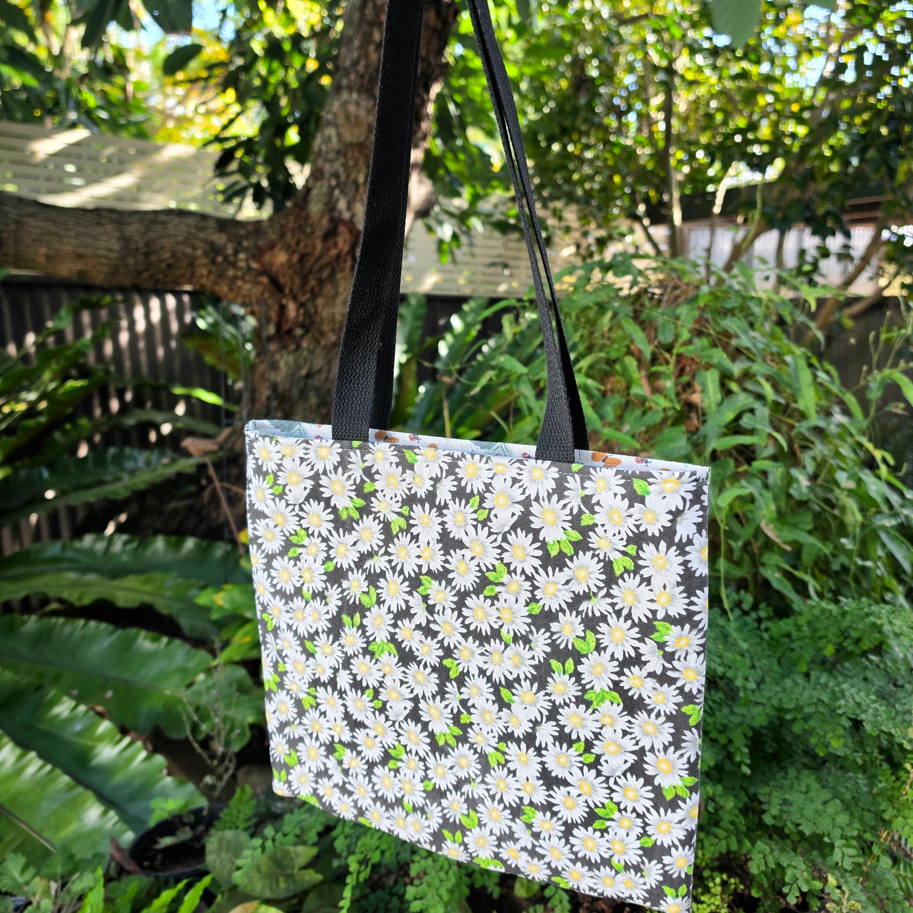 Small Daisies Tote Bag | Upcycled Thrifted Cushion Cover