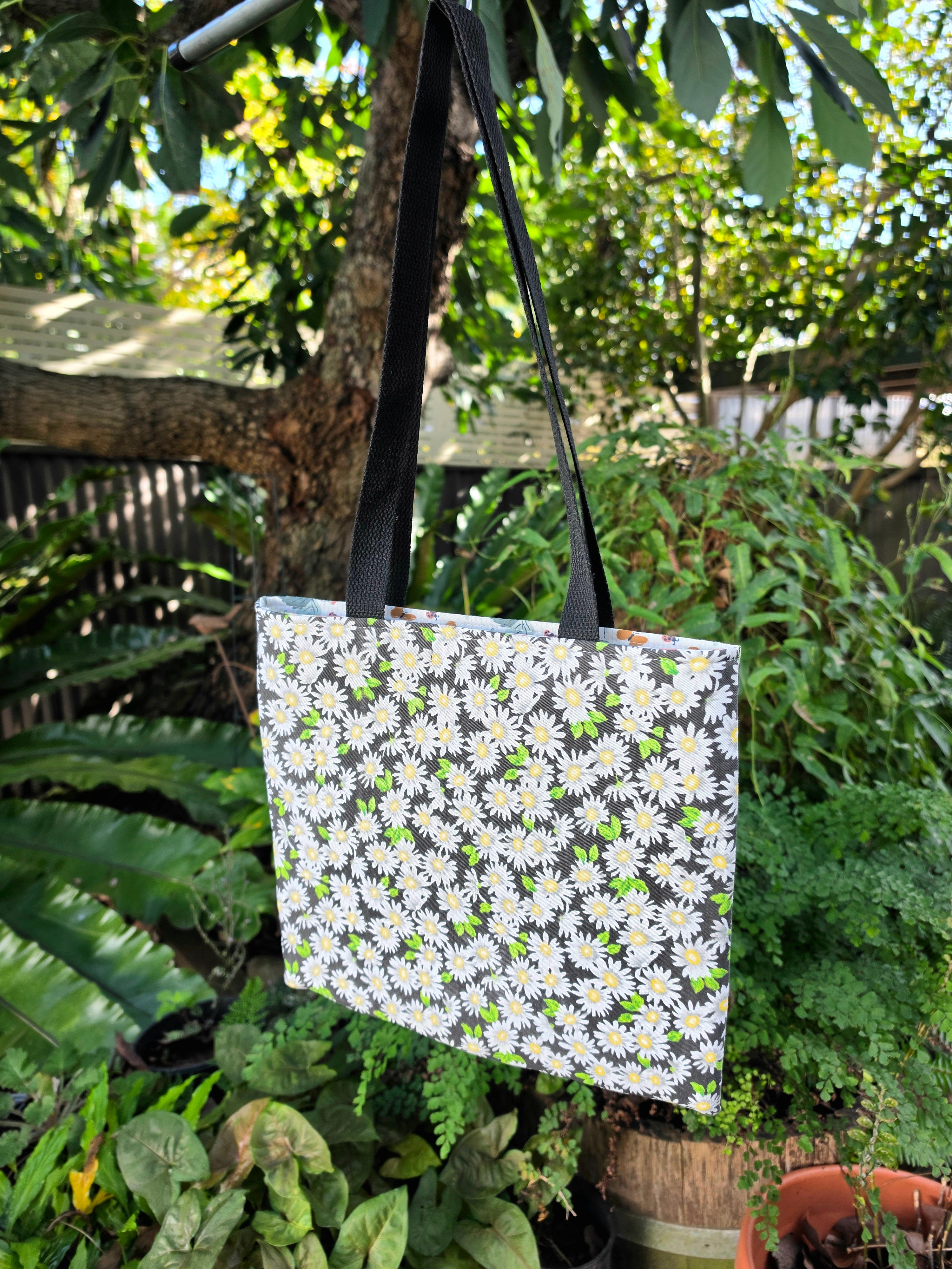 Small Daisies Tote Bag | Upcycled Thrifted Cushion Cover