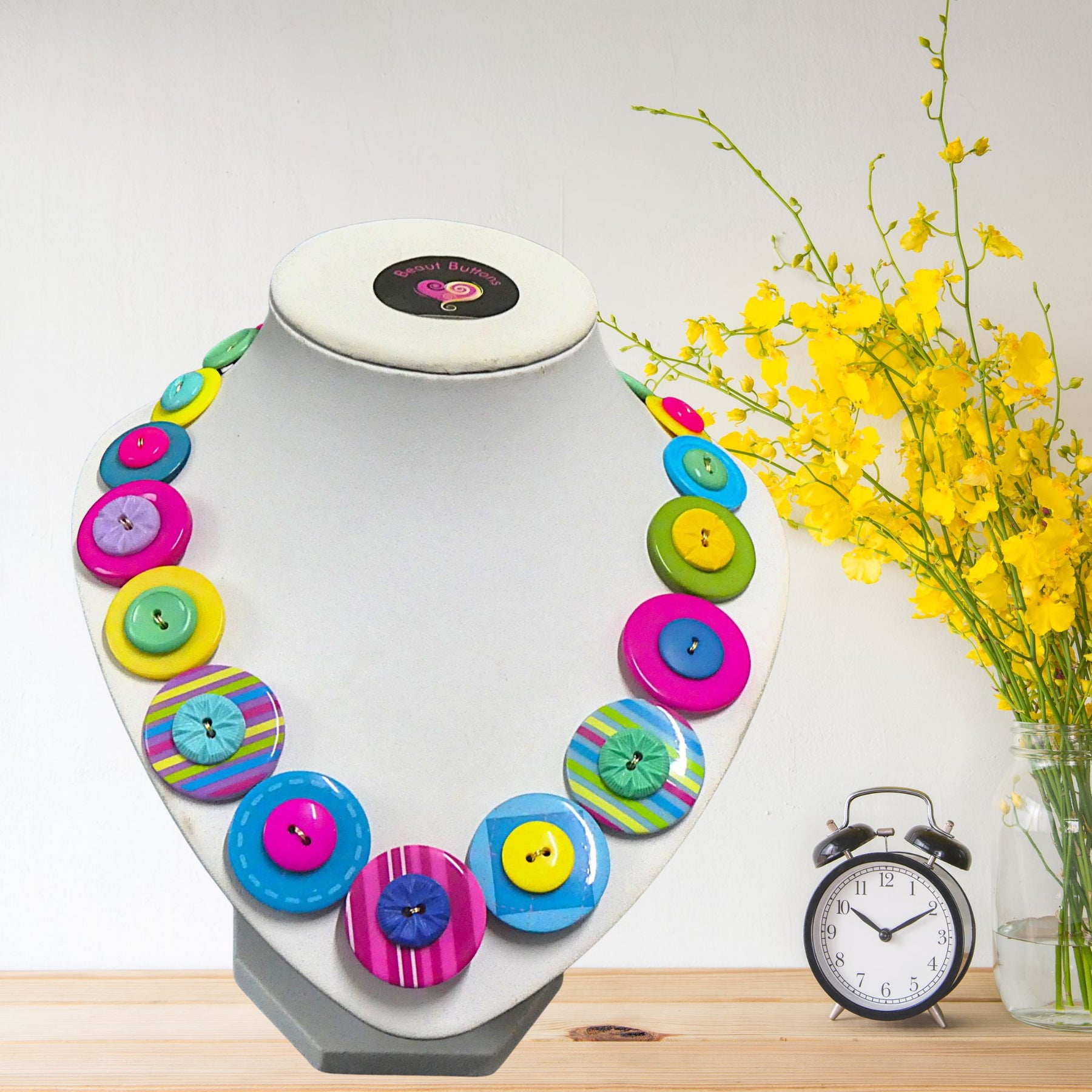 Button necklace - Carousel Colours