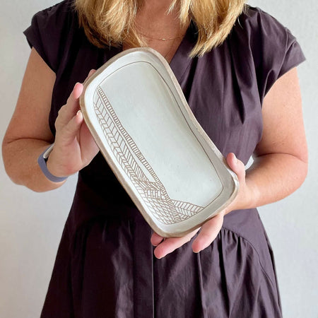 Boho Whitewashed Tray Plate | Serving | Centrepiece | Jewellery