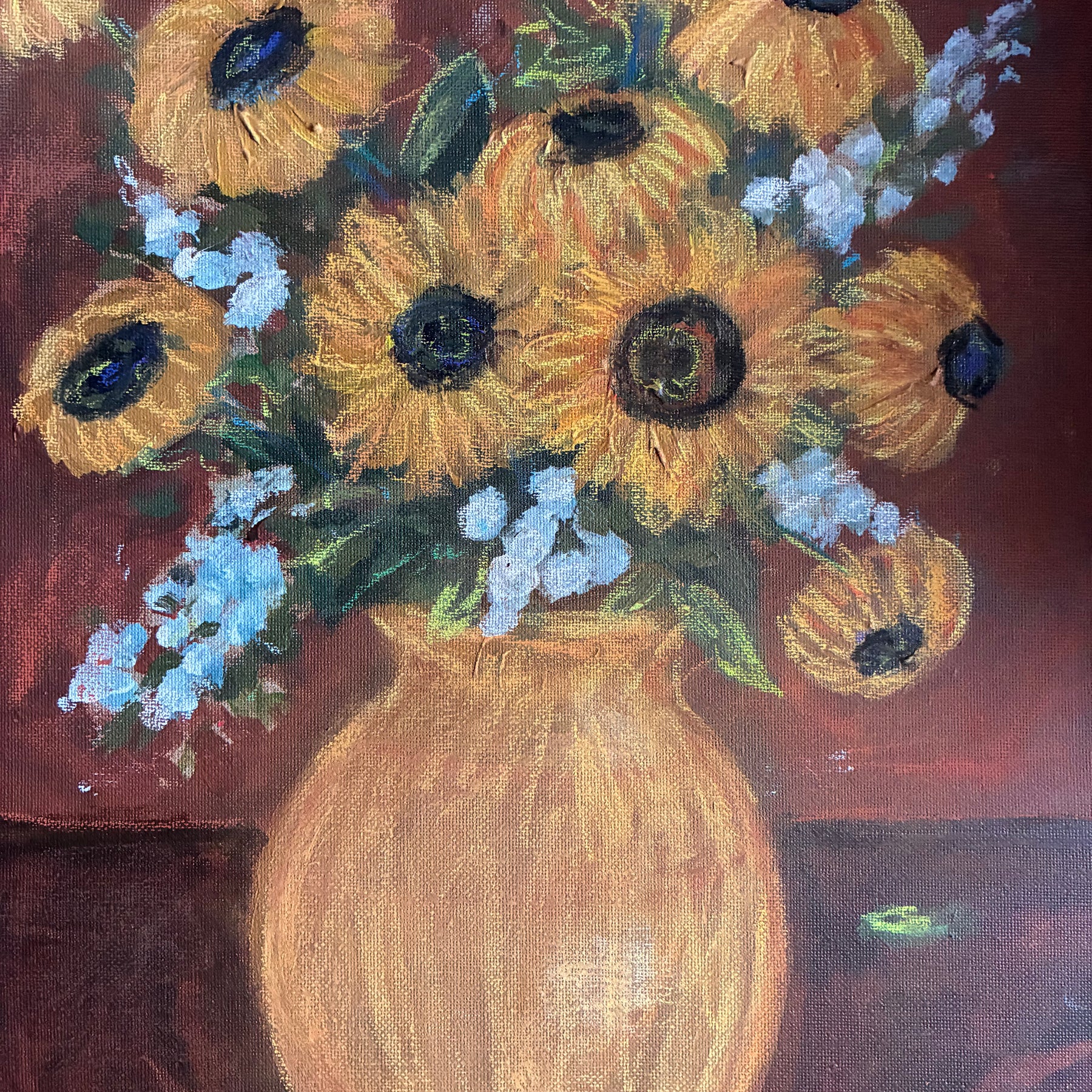 Original sunflower painting on canvas